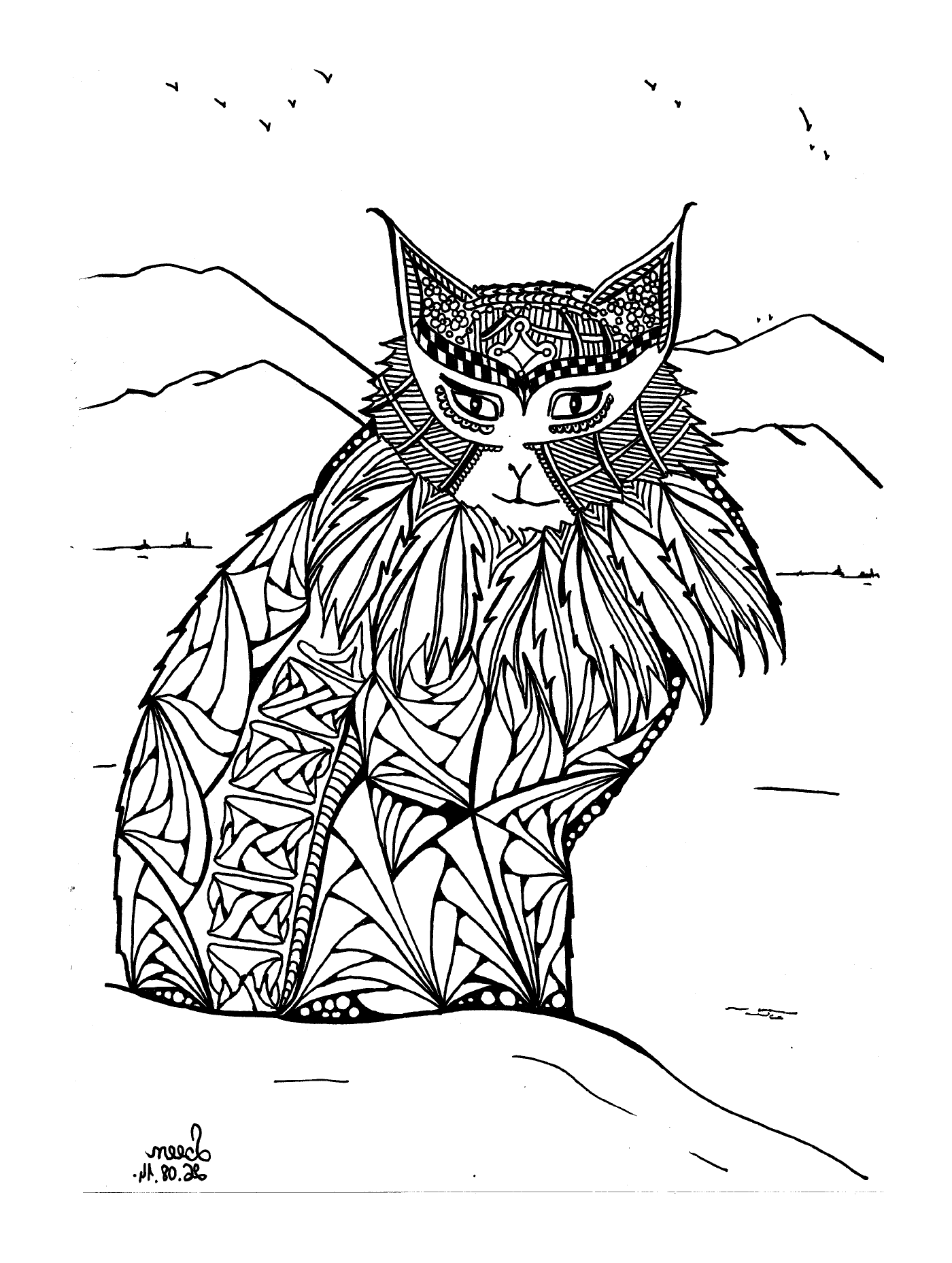  Gato de montanha com um padrão original 