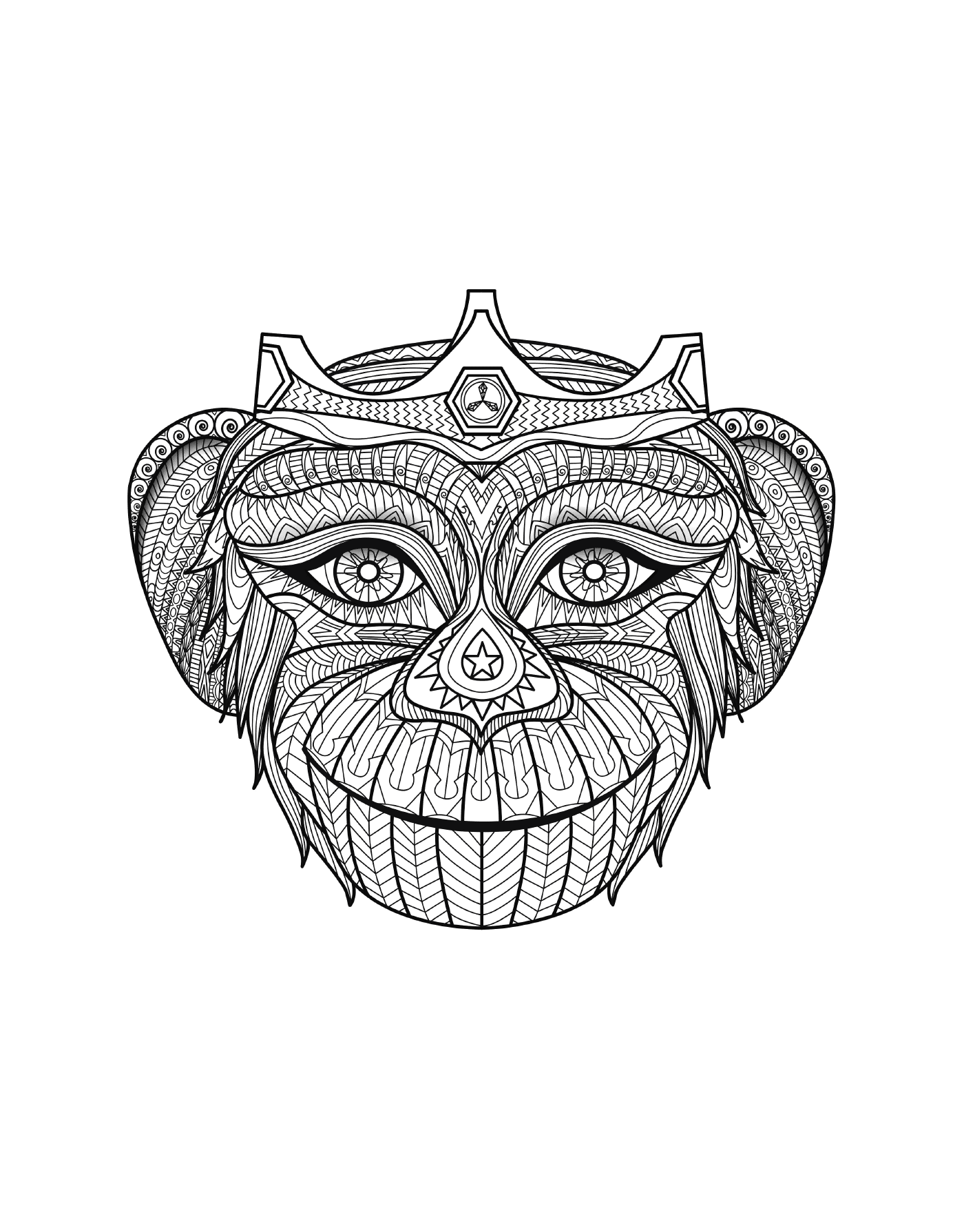 Um macaco com uma coroa 