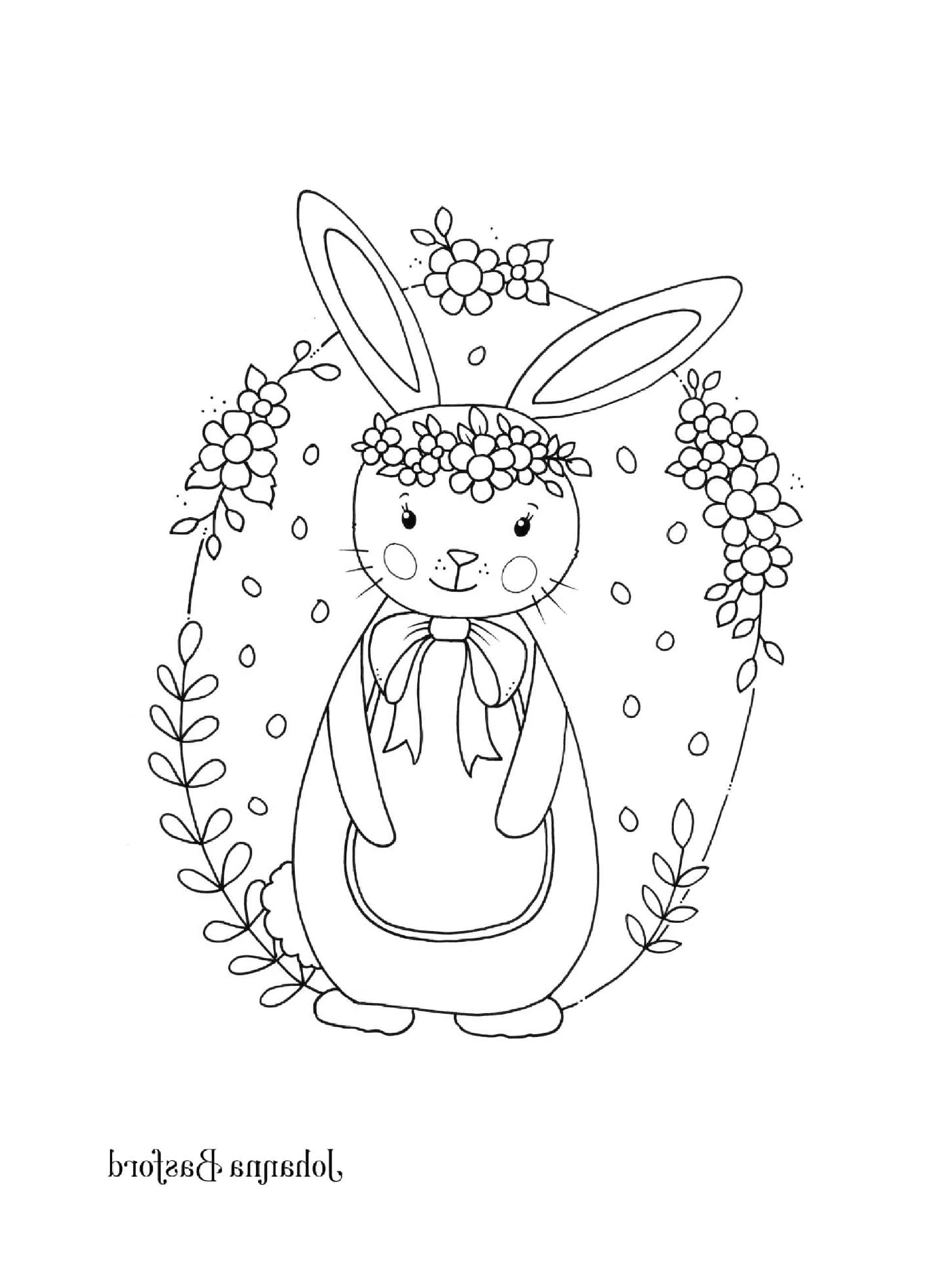  Um coelho com uma coroa de flores 