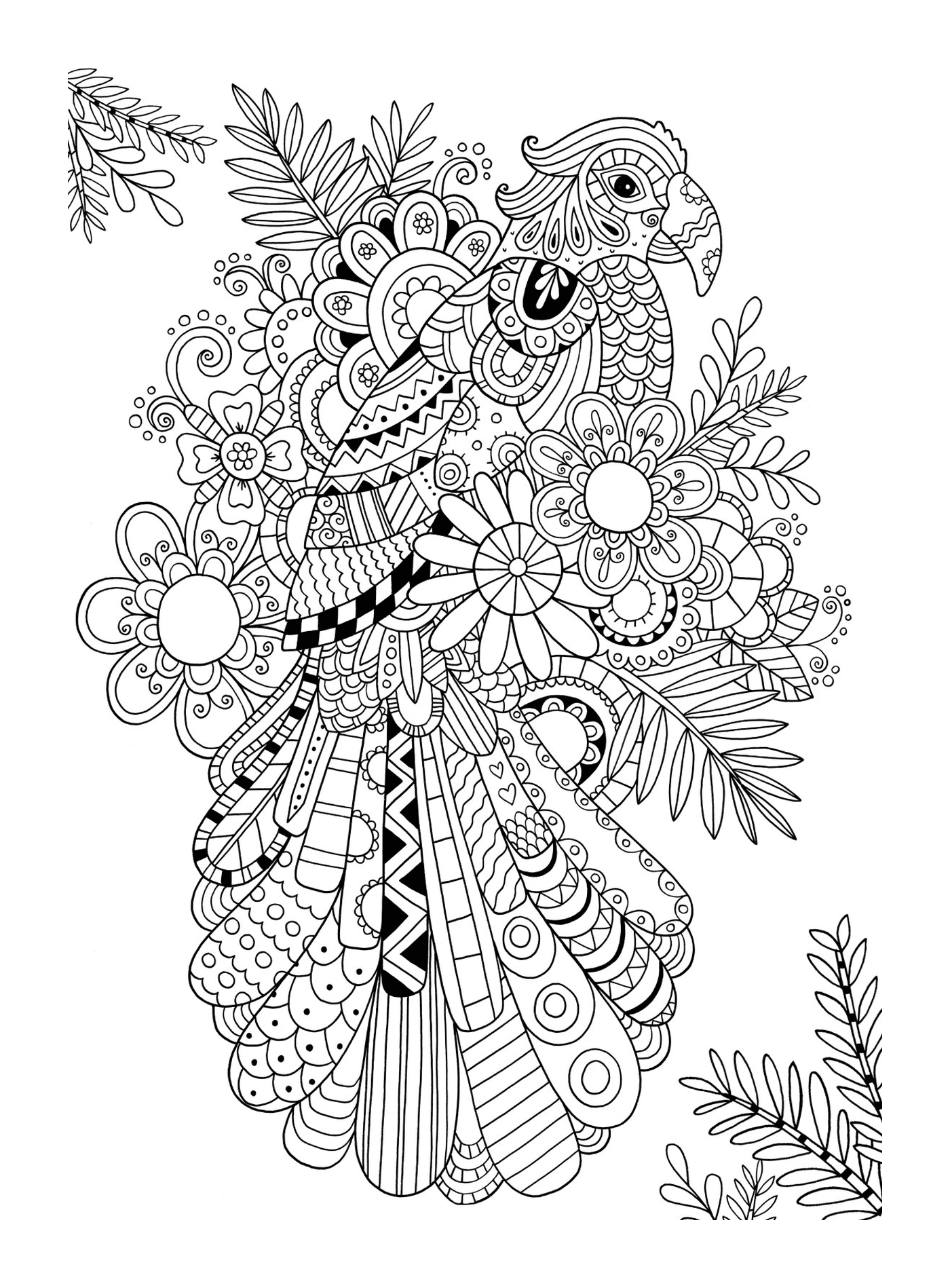  Um pavão com flores 