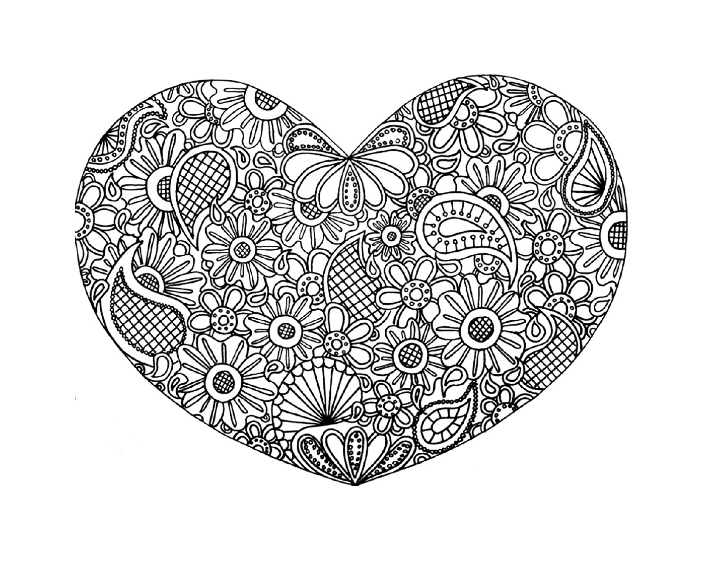  Um coração complexo com doodles 