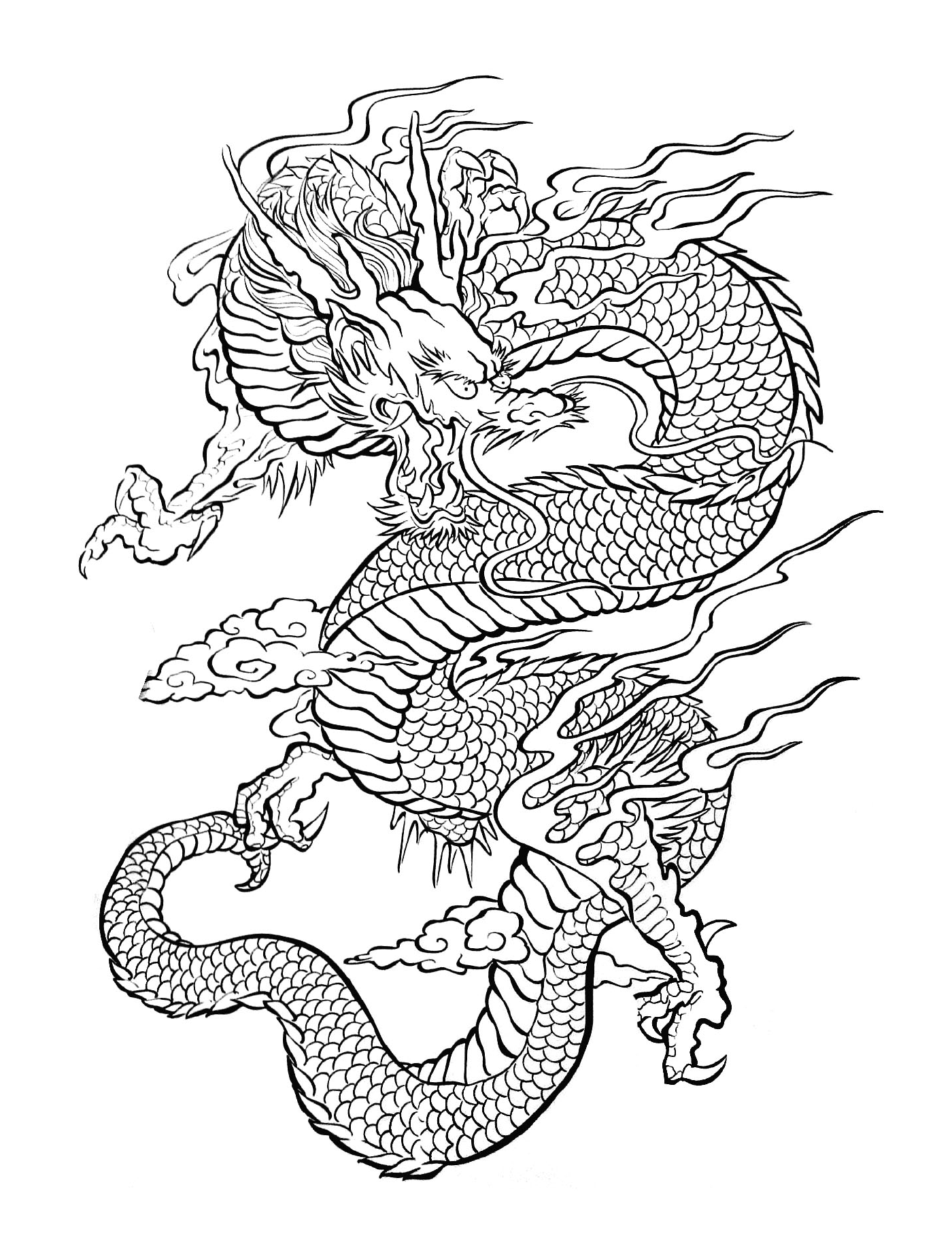  Uma ilustração de um dragão oriental voando no ar 