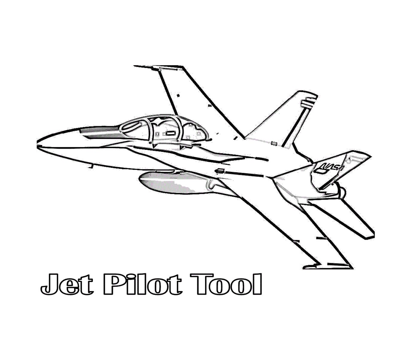  Um avião de combate com a ferramenta de texto piloto a jato 