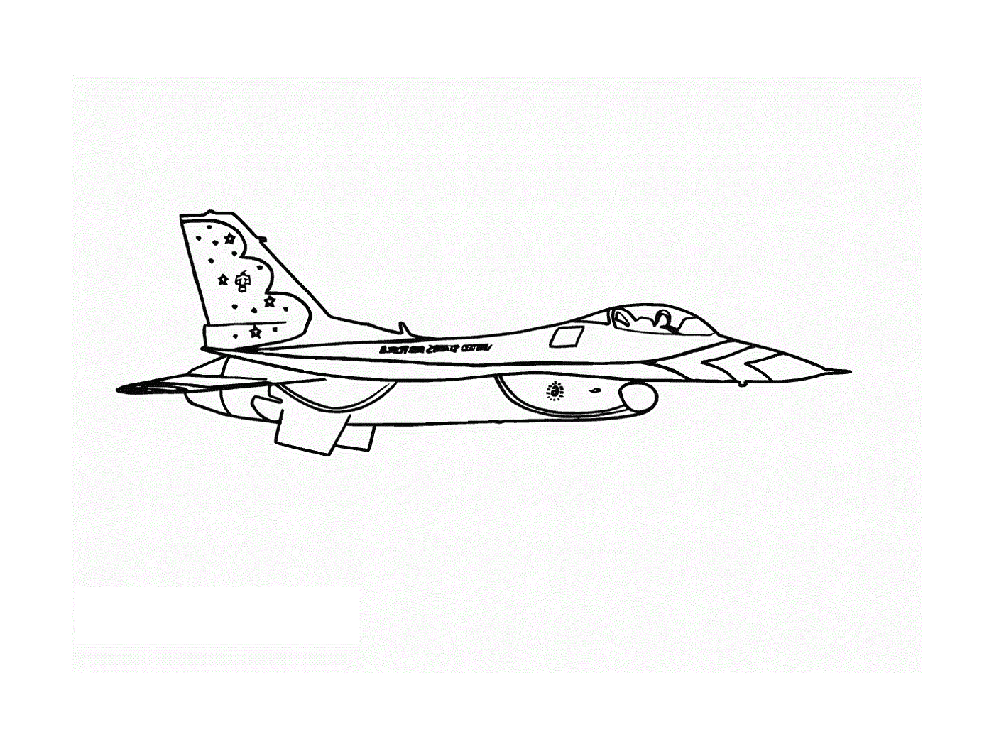  Um avião de caça é desenhado 