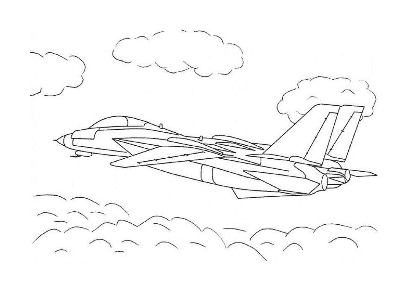  Um avião de caça voa para o céu 