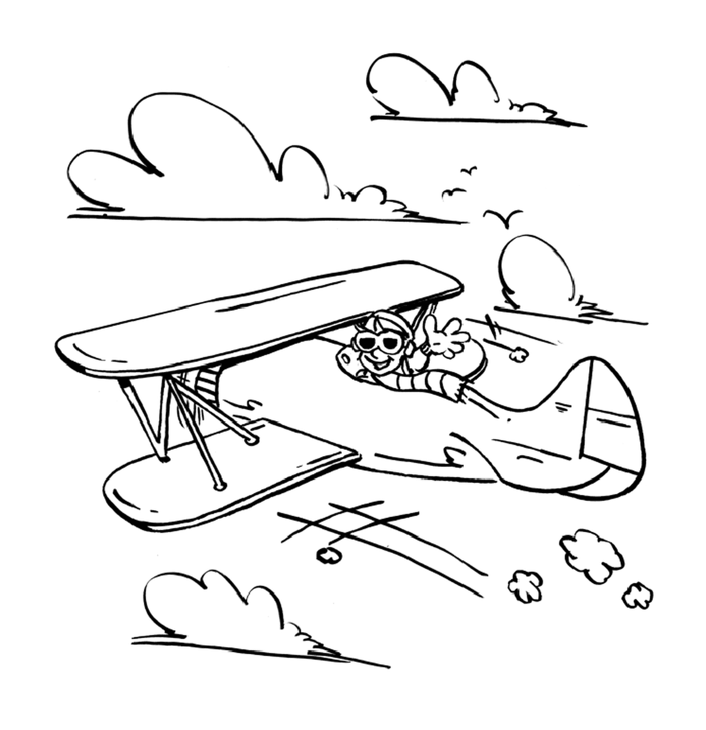  Um pequeno avião com um piloto 