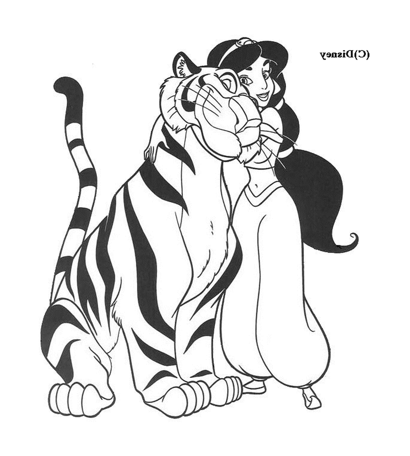  Uma mulher agarrada a um tigre 