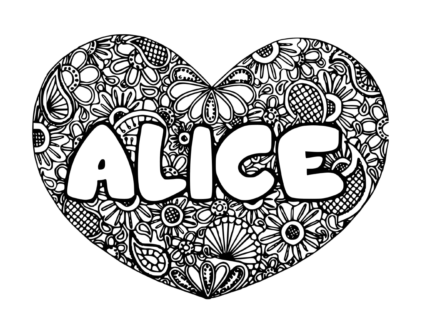  Um coração com o nome Alice no meio 