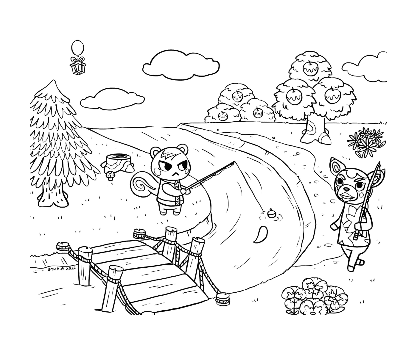  Villagers of Animal Crossing pesca um urso 