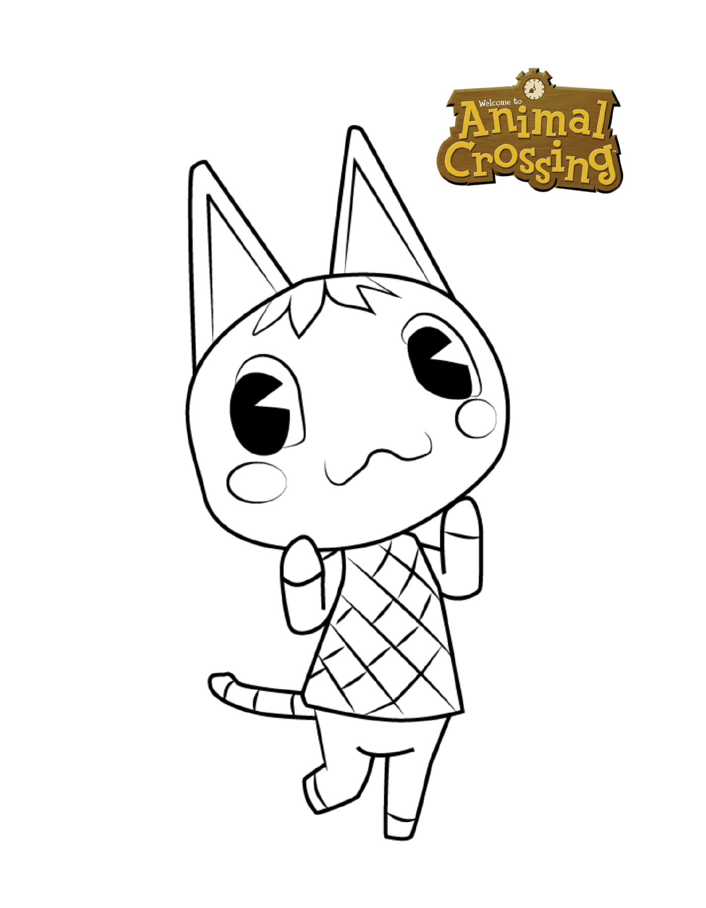  Animal Crossing Purrl, desenho gato 