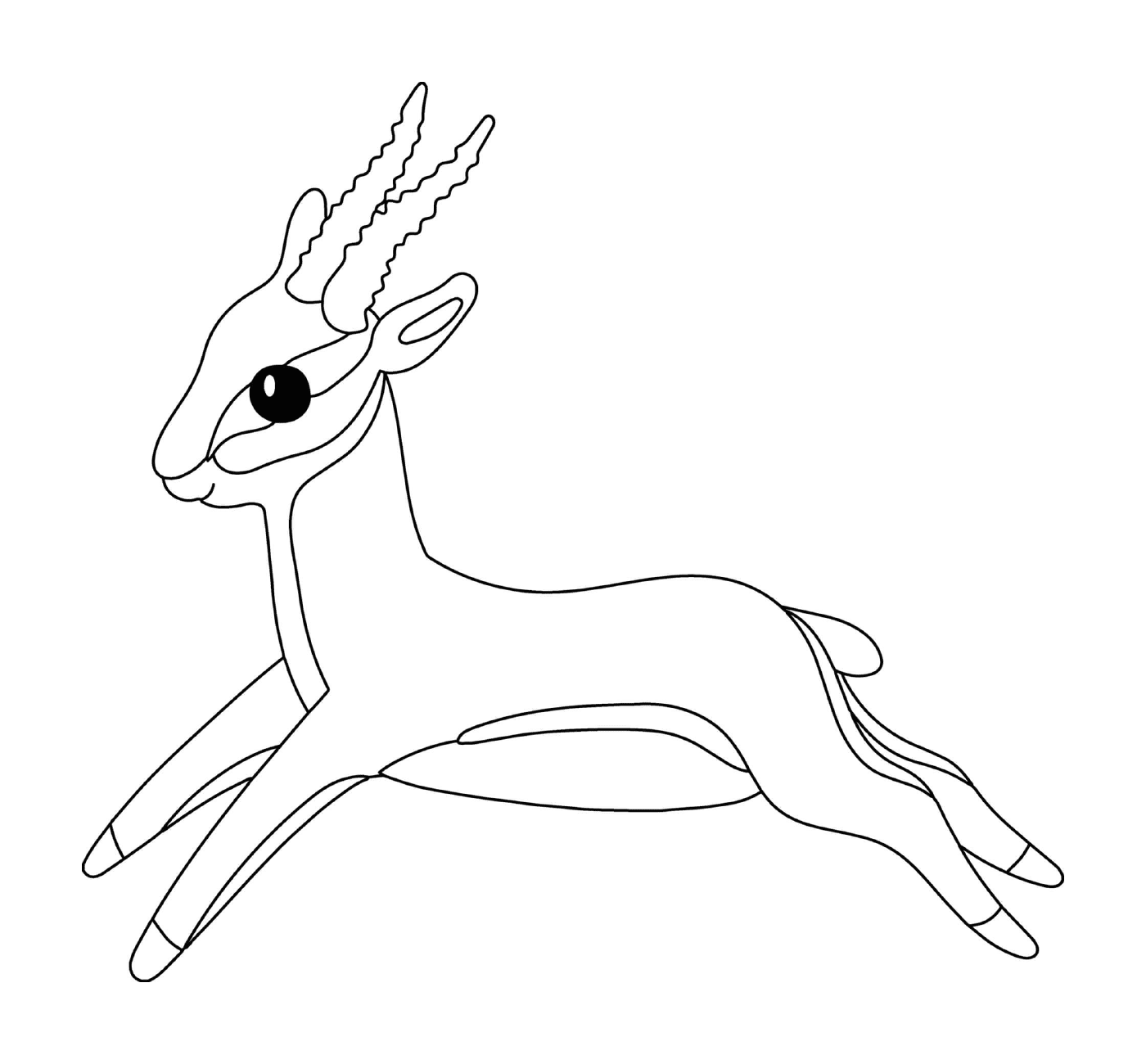  Antelope com chifres longos em movimento 