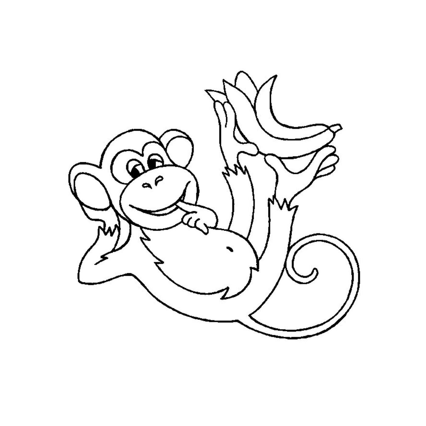  一只拿着香蕉的猴子 