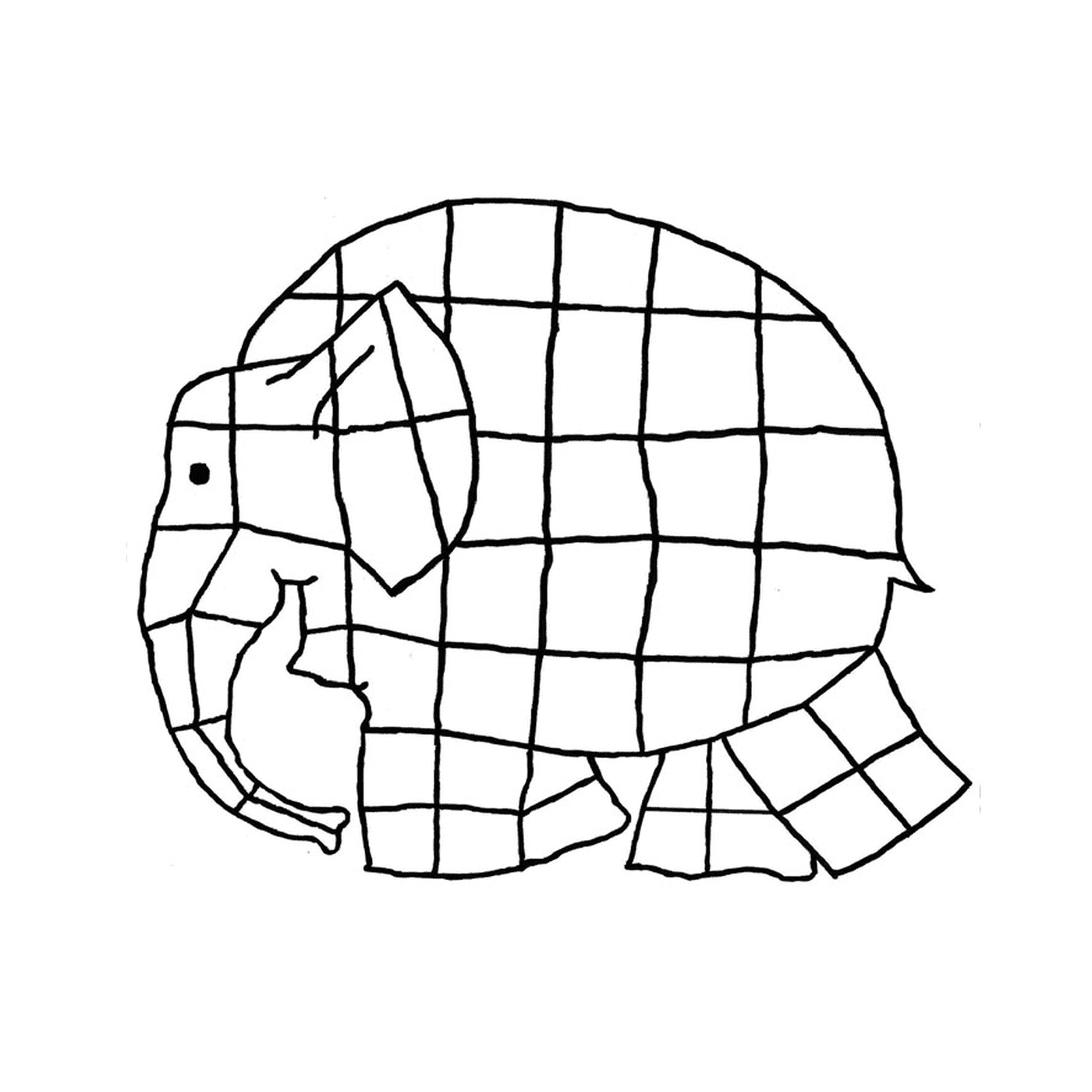  فيل مصنوع من مربعات 