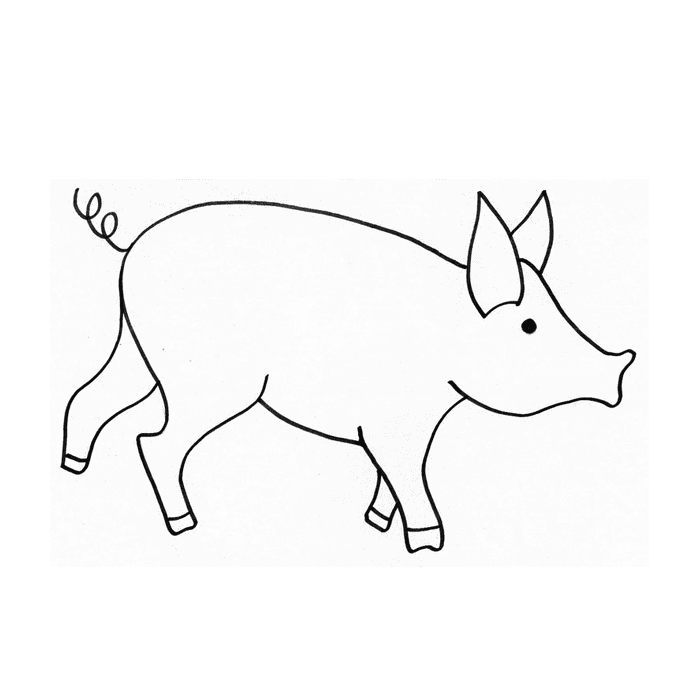  चित्र बनाने की शैली में एक लाल सूअर 