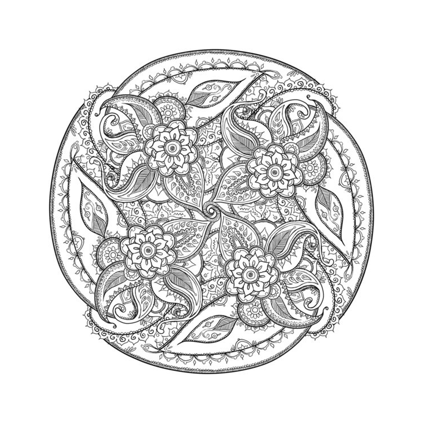  um padrão circular complexo com flores 
