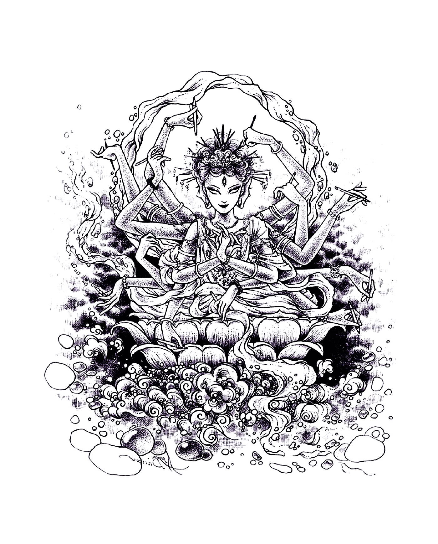  uma mulher sentada em um monte de flores 
