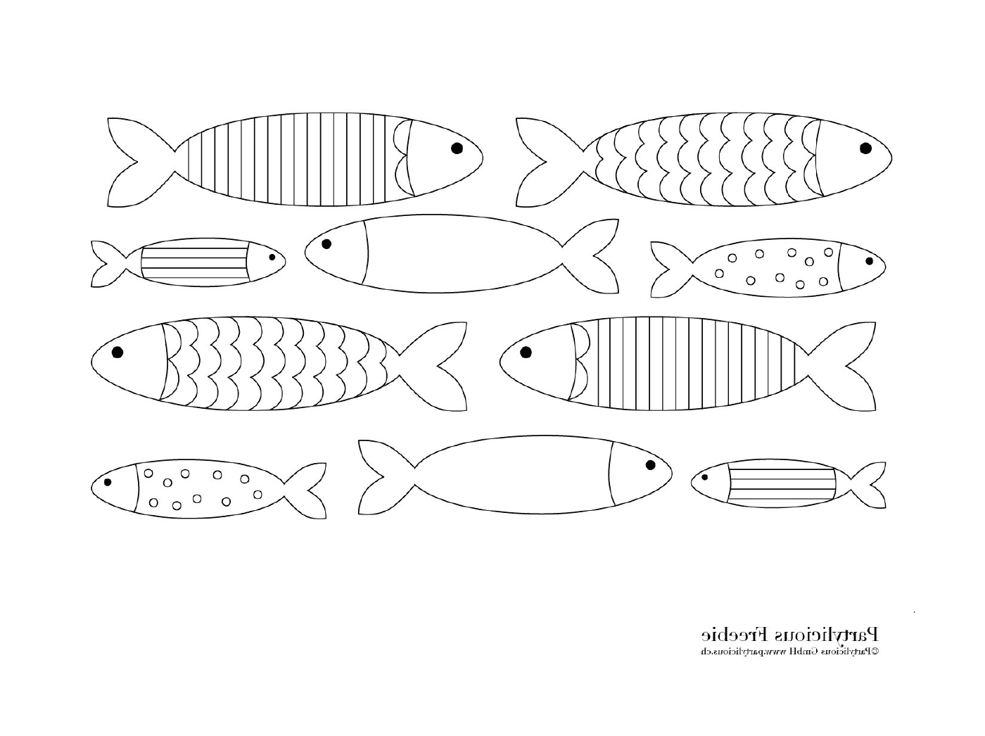  العديد من الأسماك المختلفة في الصفحة 