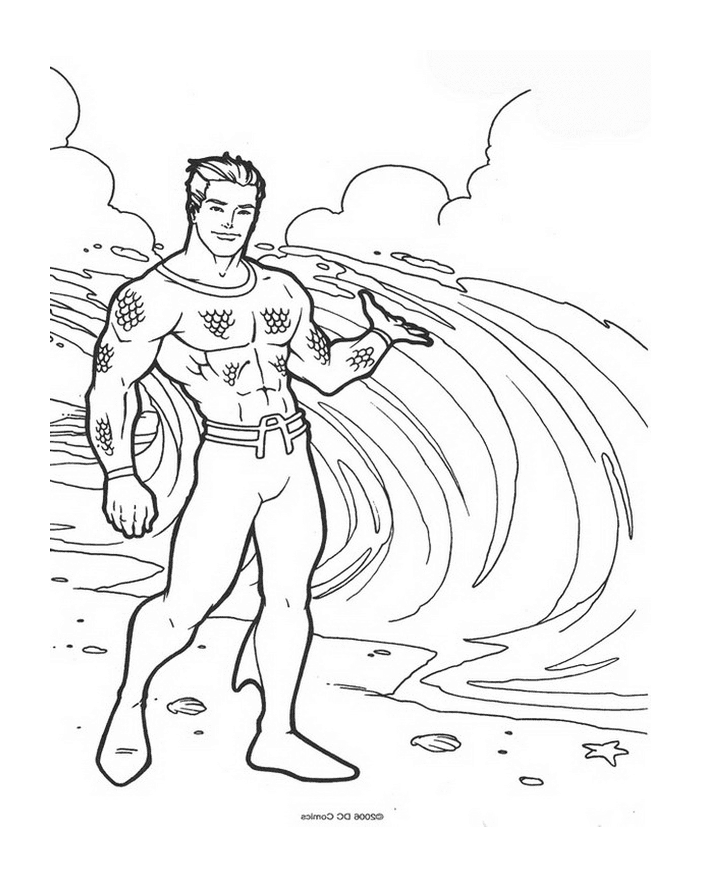  Um homem em um terno de mergulho apreciando a praia 