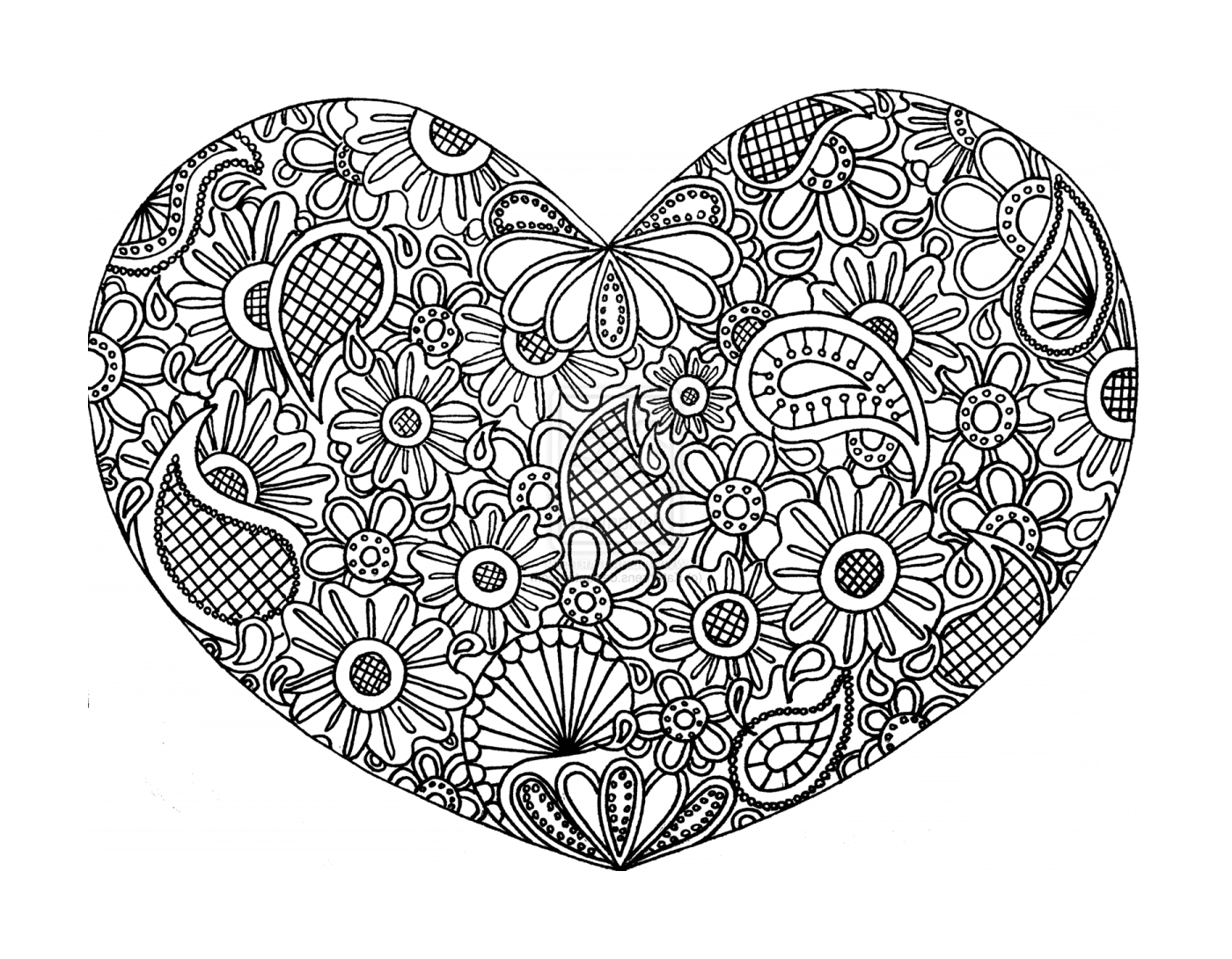  Um coração floral em preto e branco 