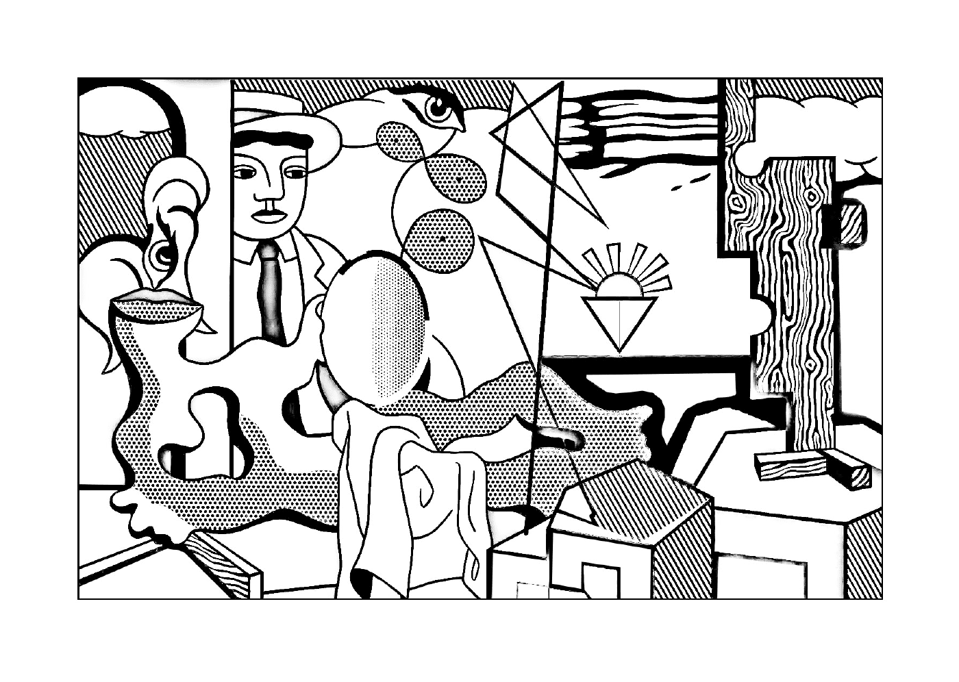  um homem segurando uma bengala como Roy Lichtenstein 