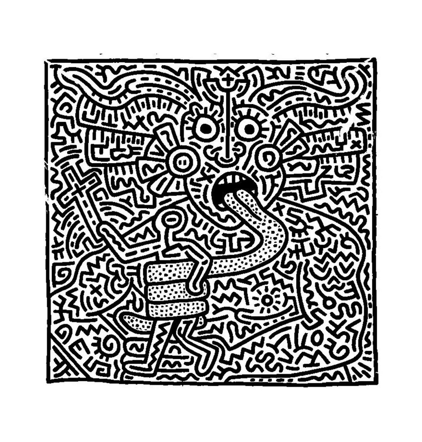  O rosto de um homem de acordo com Keith Haring 