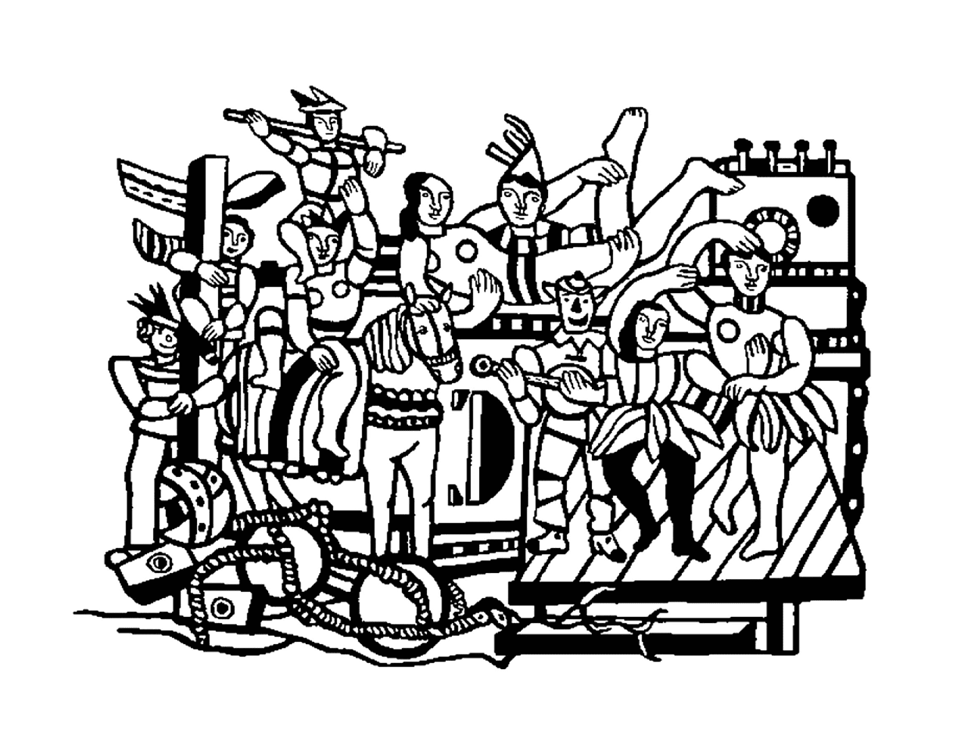  根据La Grande Parade de Fernand Léger的一组人 