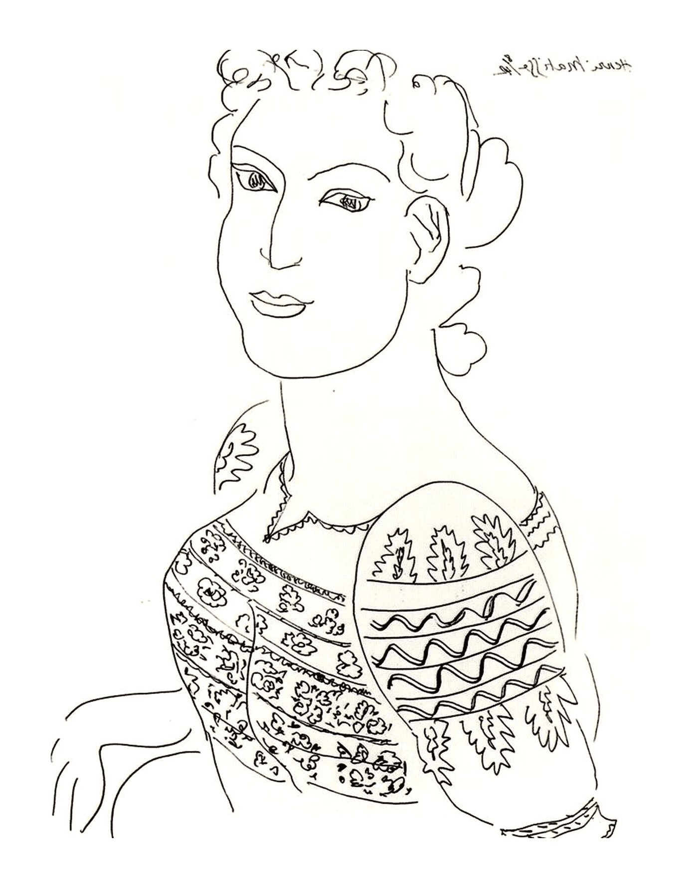  uma mulher vestindo um suéter em uma blusa romena difícil de identificar, provavelmente um trabalho Matisse 