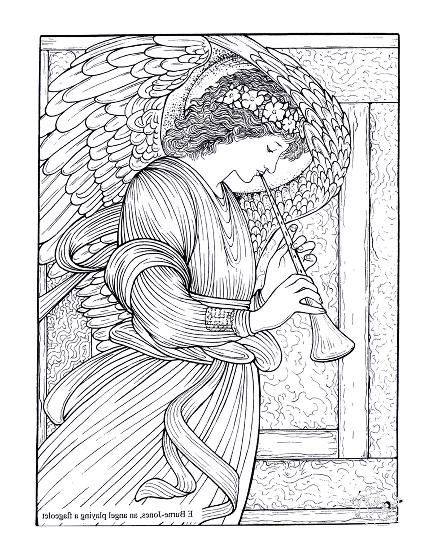  Um adulto de um anjo jogando um flagelo de acordo com Burne-Jones 