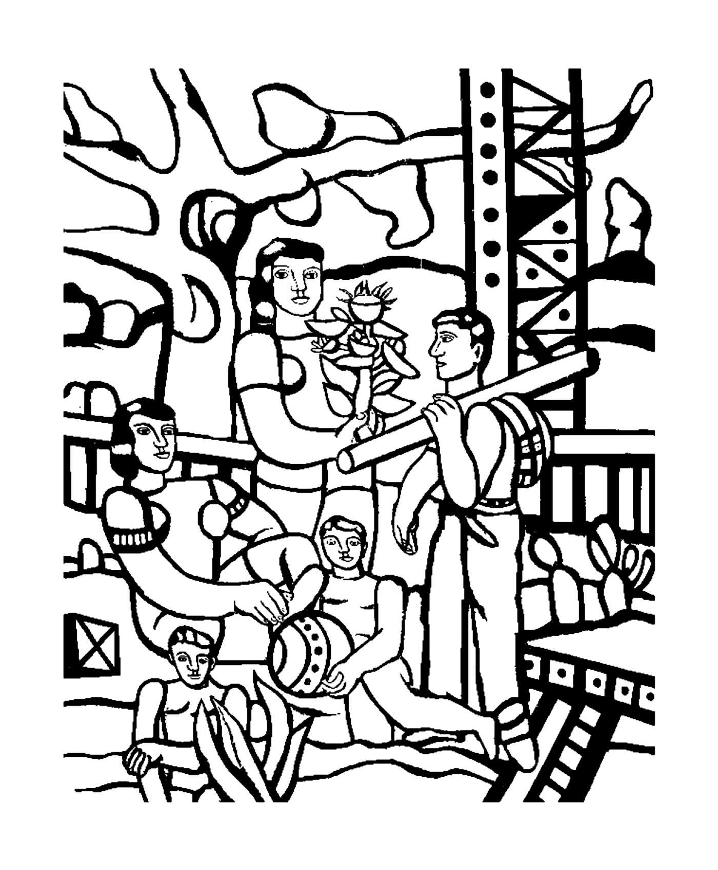  um grupo de pessoas de acordo com Fernand Léger 