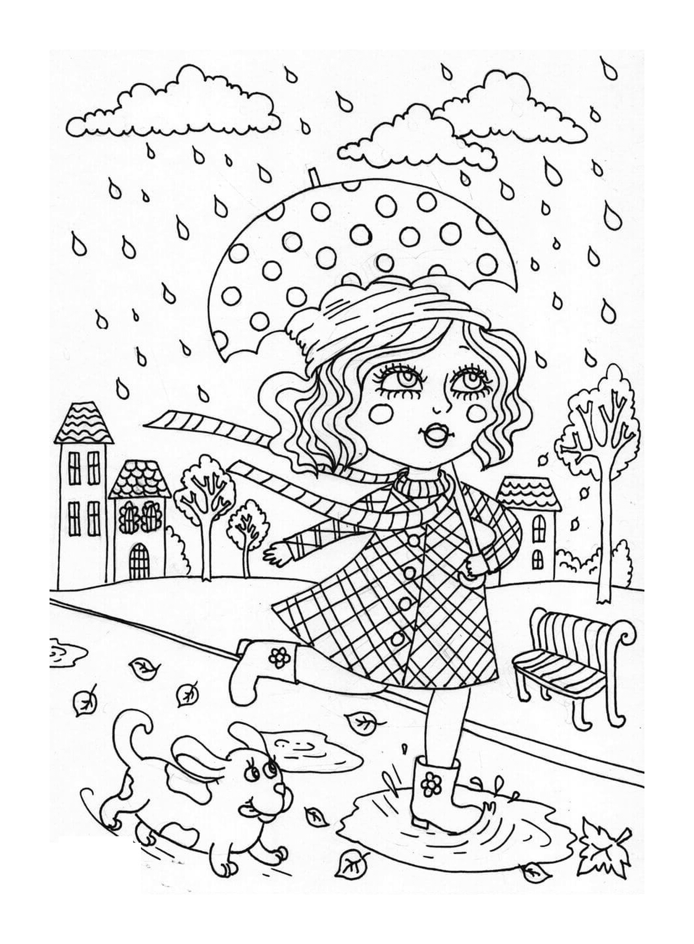  Uma menina com um guarda-chuva 