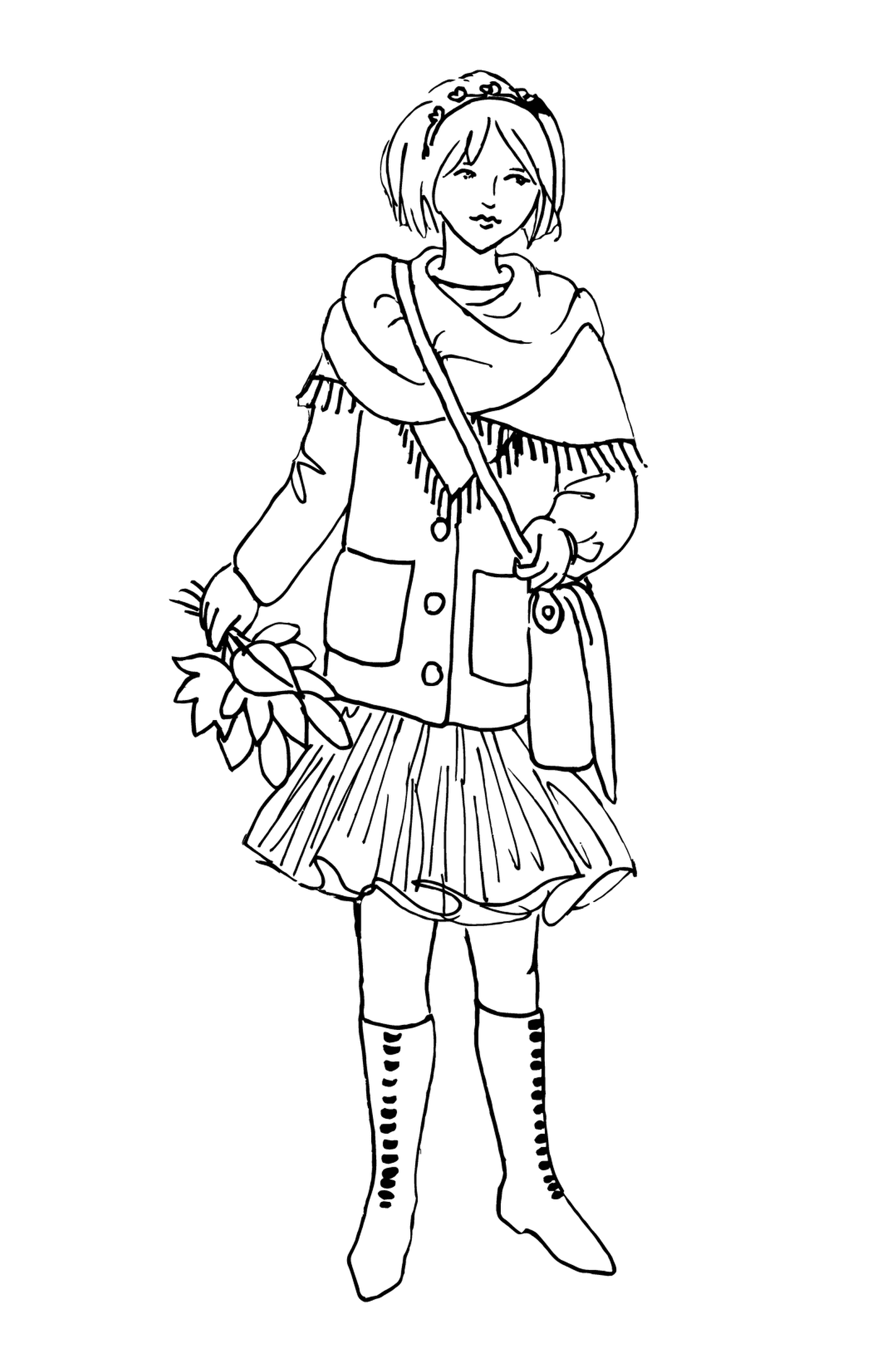  Uma menina em roupas de inverno 