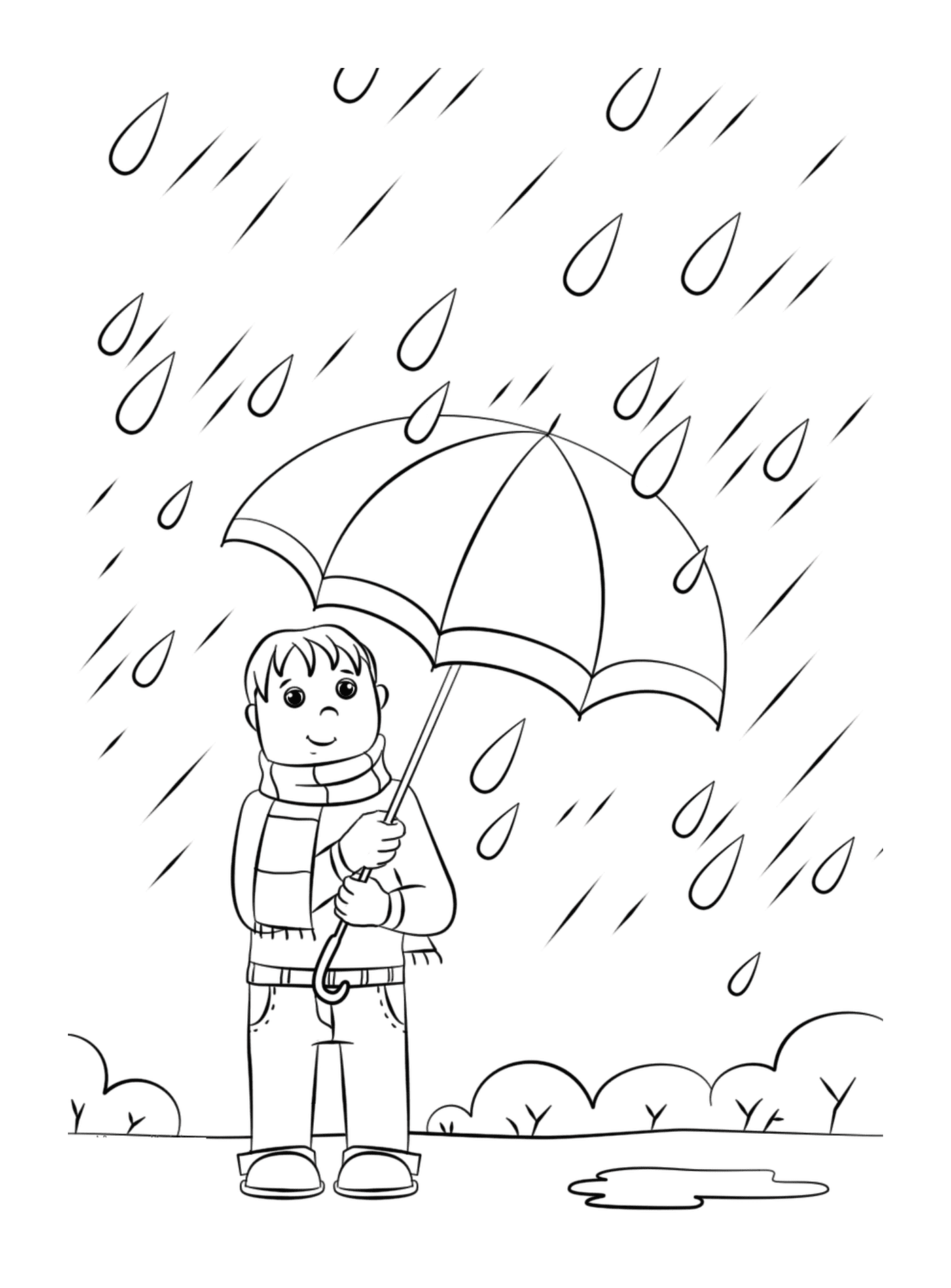  Um homem segurando um guarda-chuva na chuva 