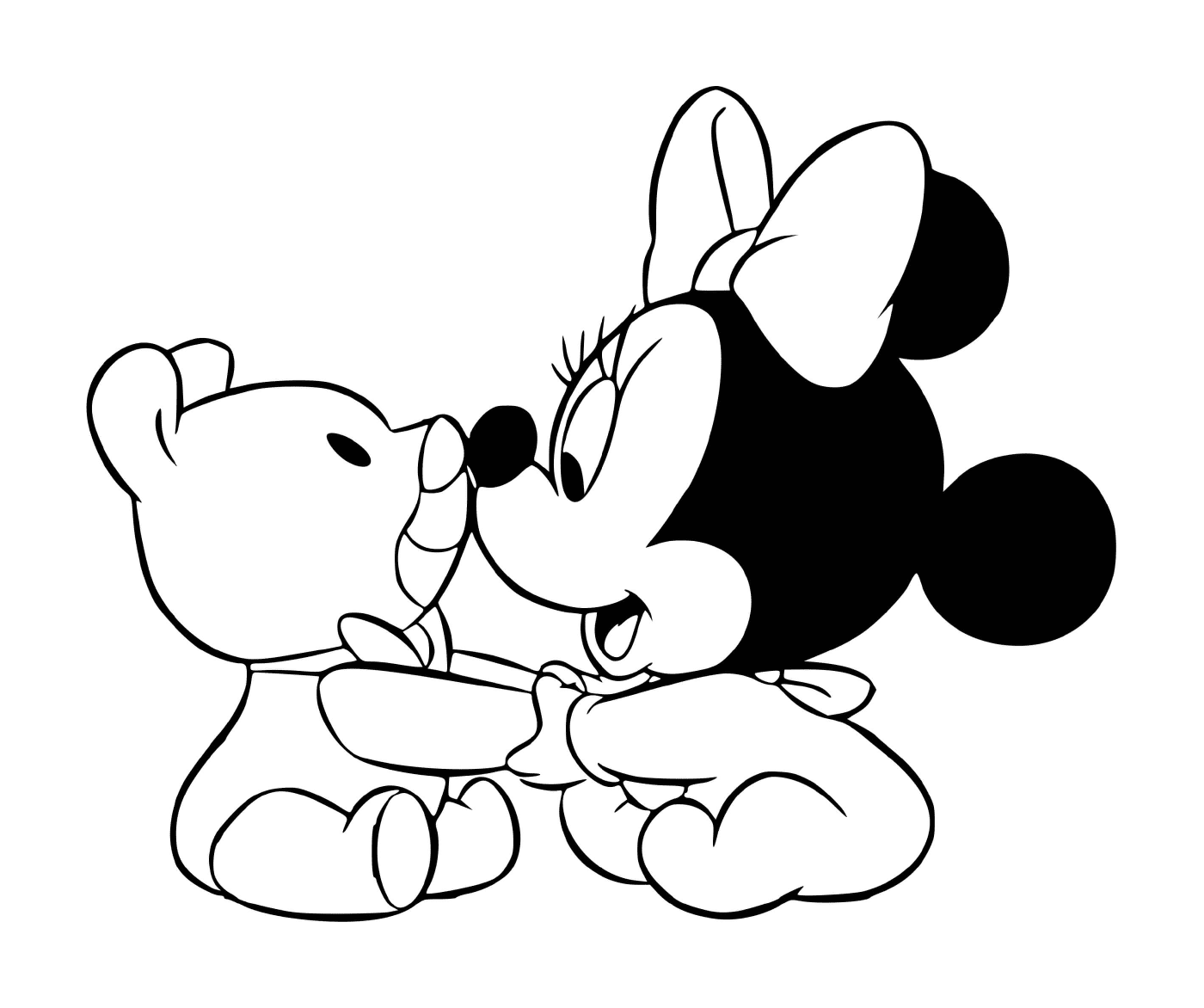  Minnie Mouse bebê e seu ursinho de pelú 