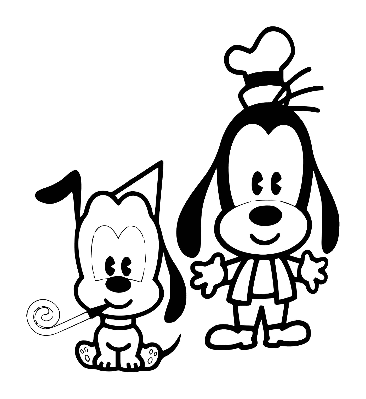  Dingo e Pluto bebê para um aniversário 