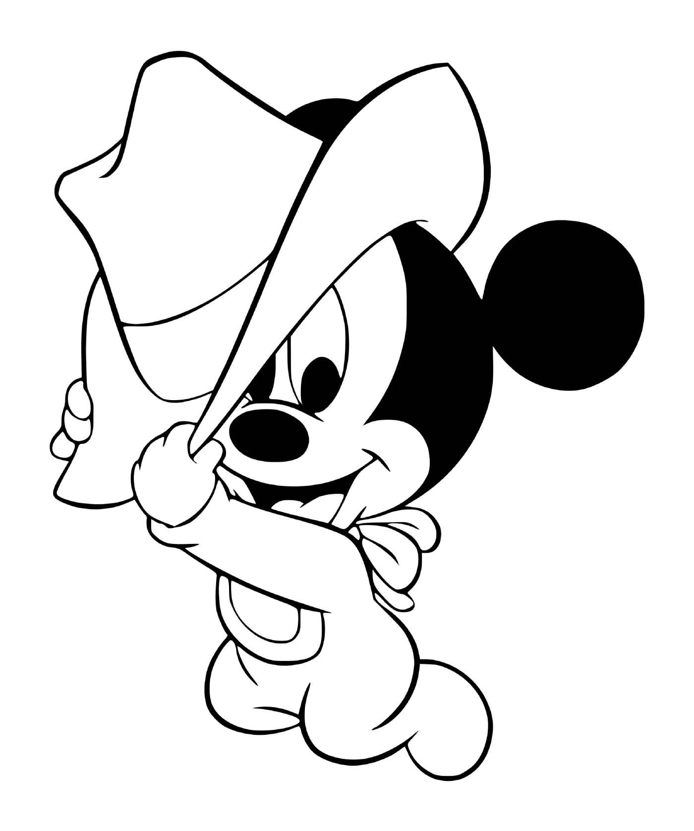  Minnie Mouse com um chapéu de cowboy 
