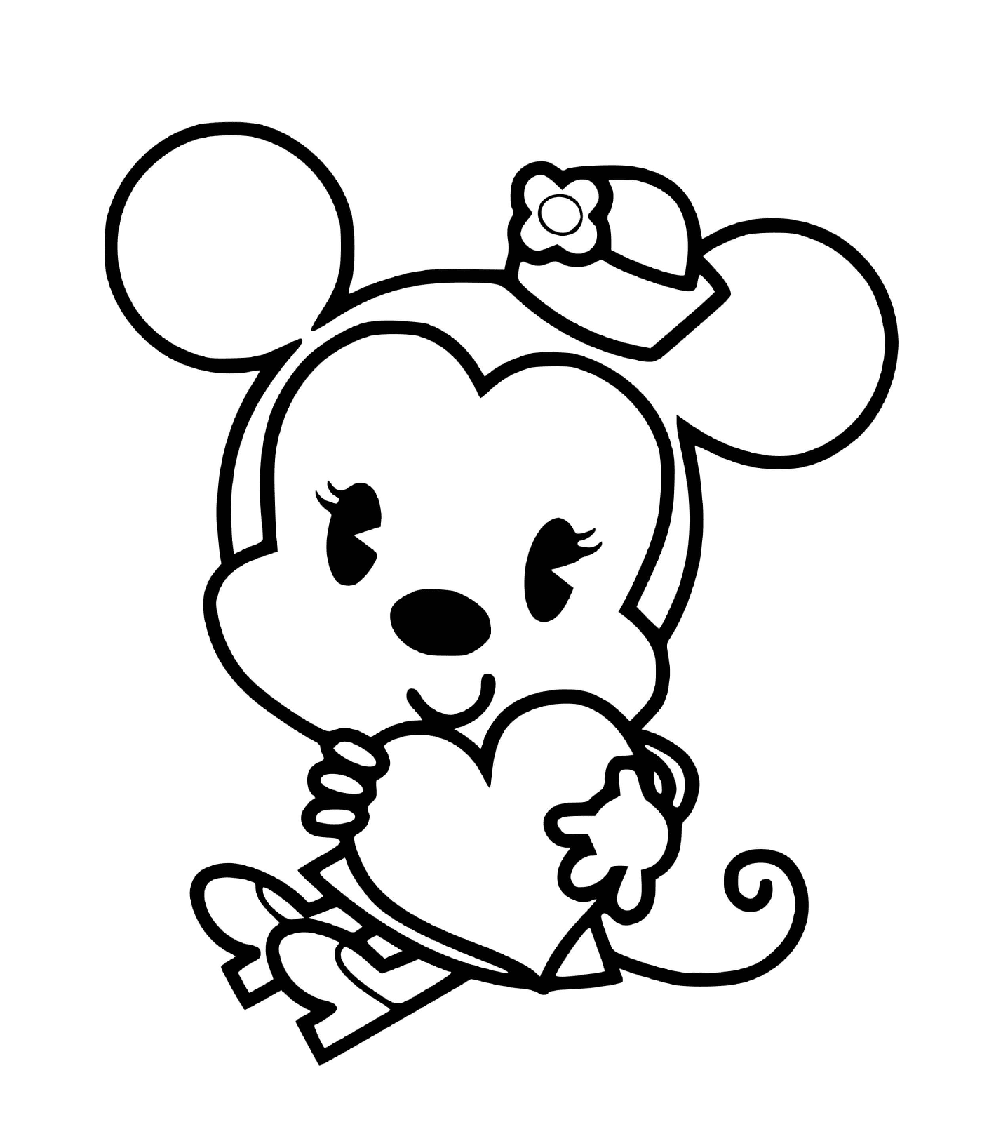  Minnie Mouse com um coração de chocolate 