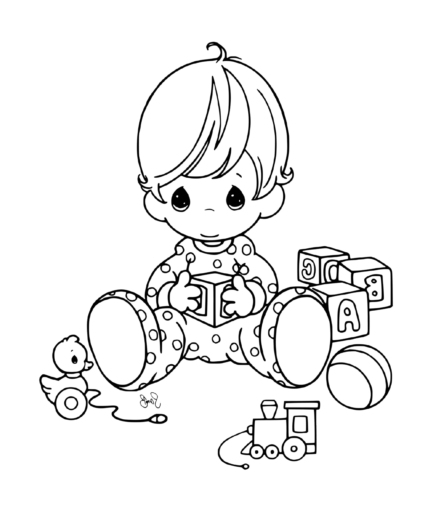  एक बच्चा अपने खिलौने के साथ 