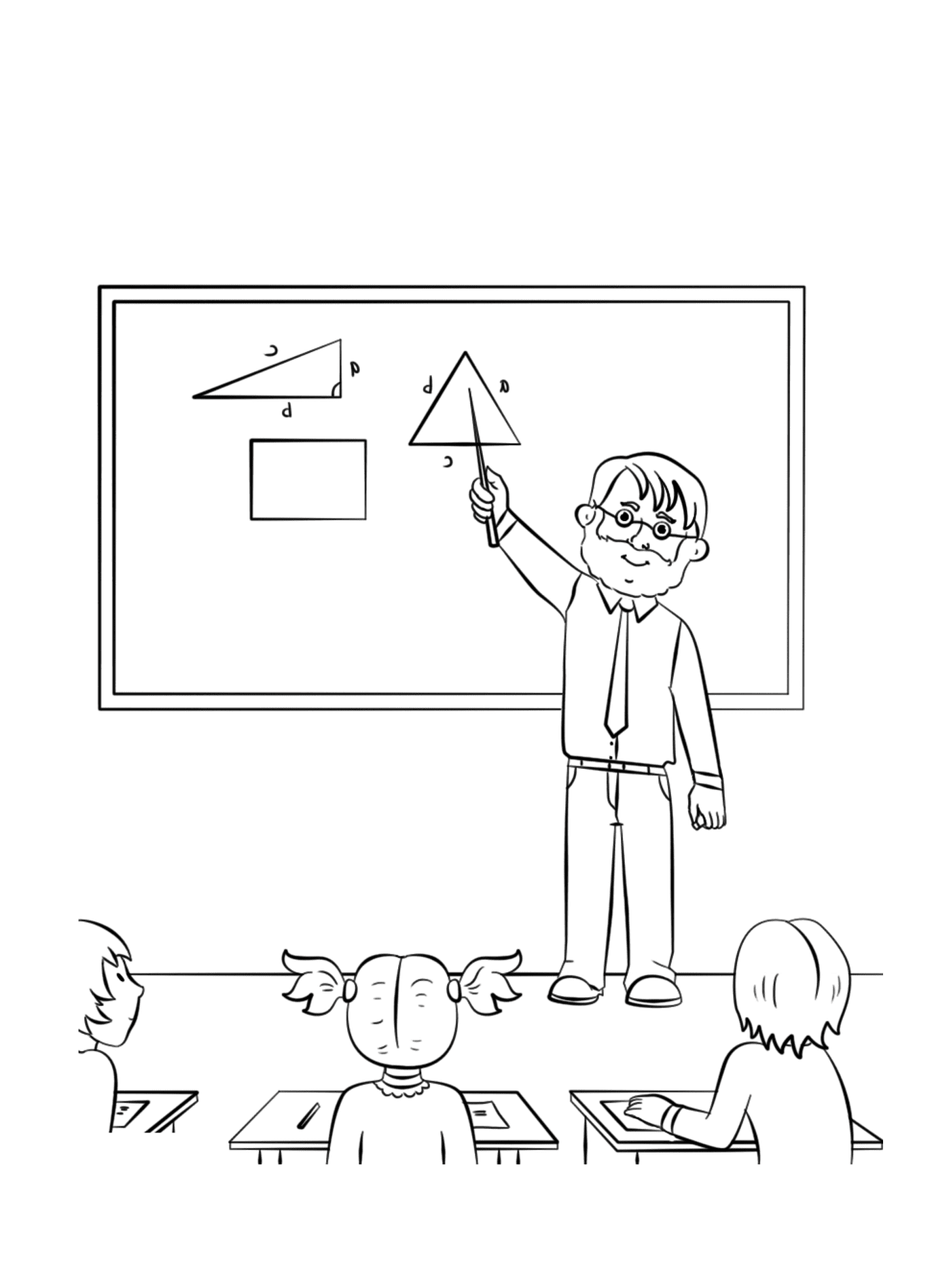  معلم يشير إلى مثلث 