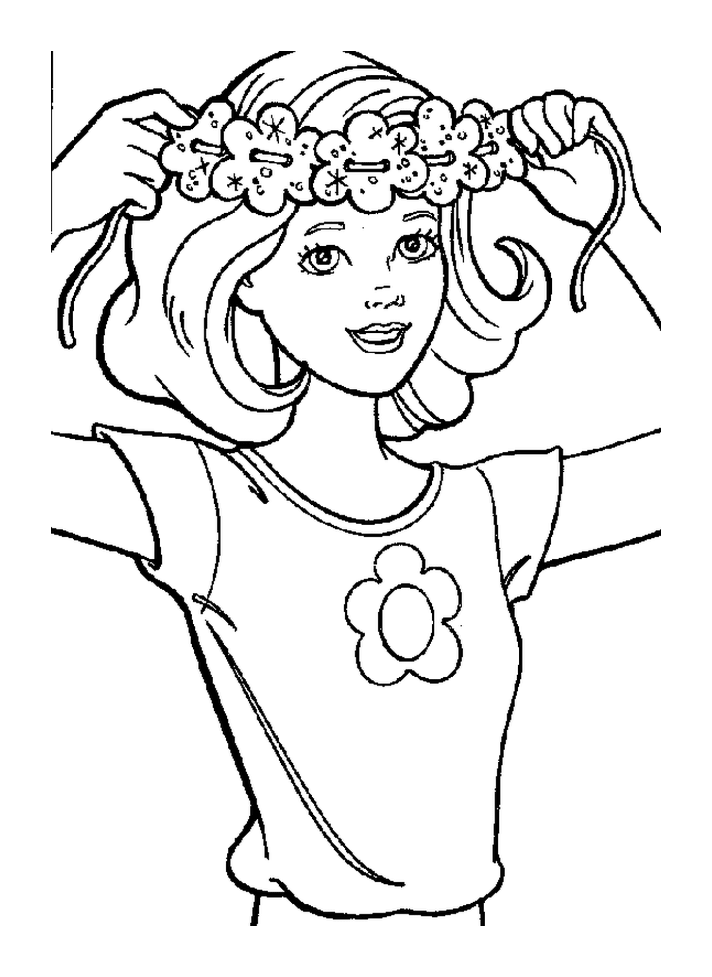  Barbie com uma coroa de flores 