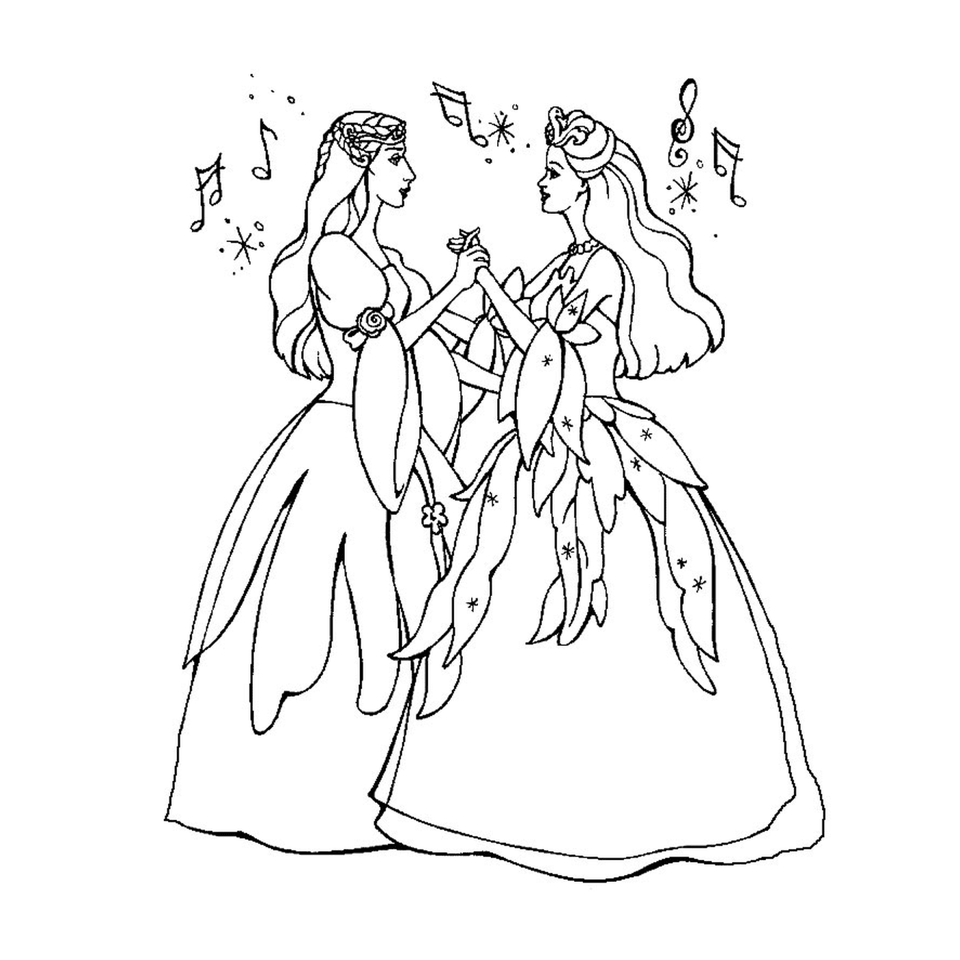  两个女人打扮成仙女 