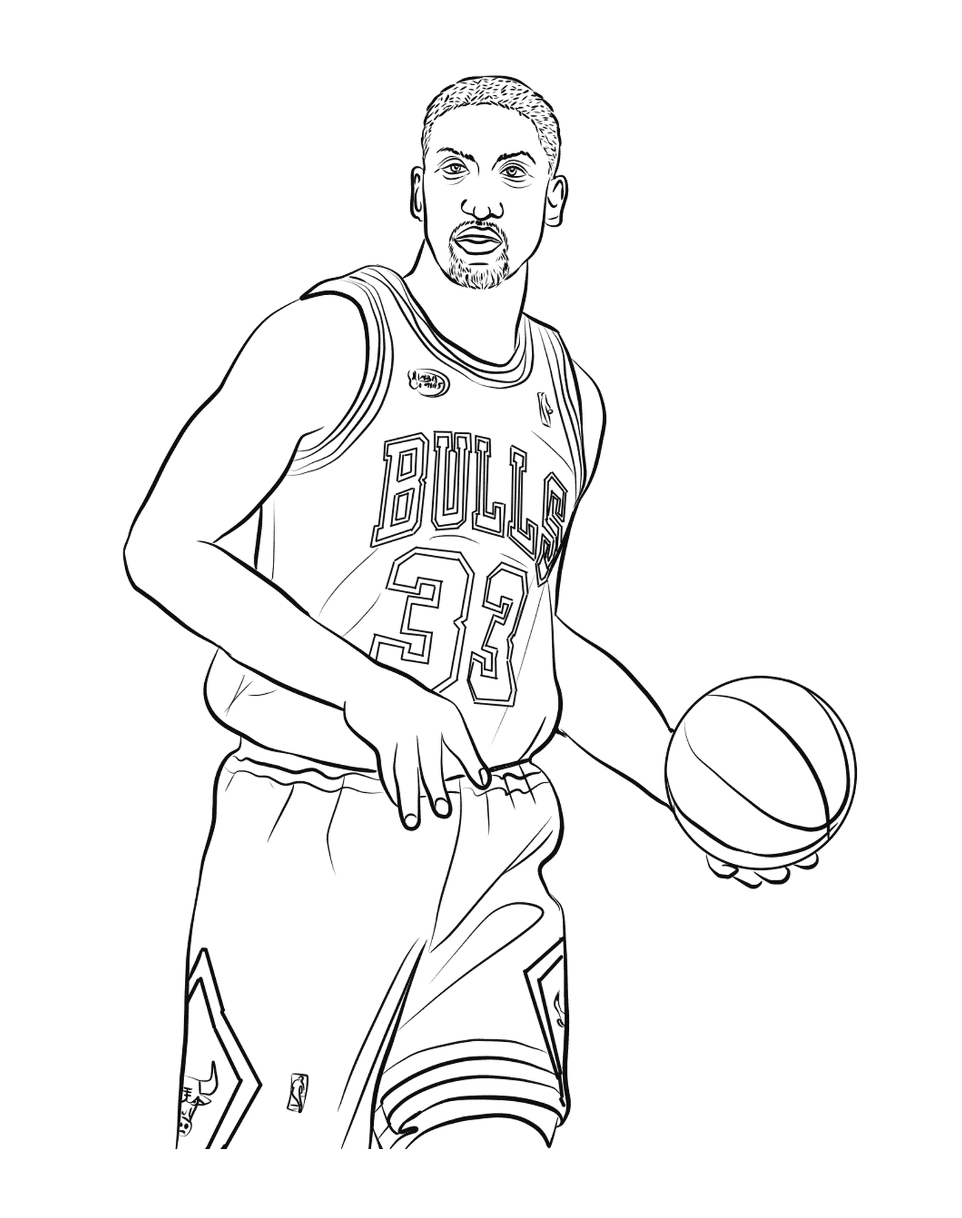  Scottie Pippen 拿着篮球球 