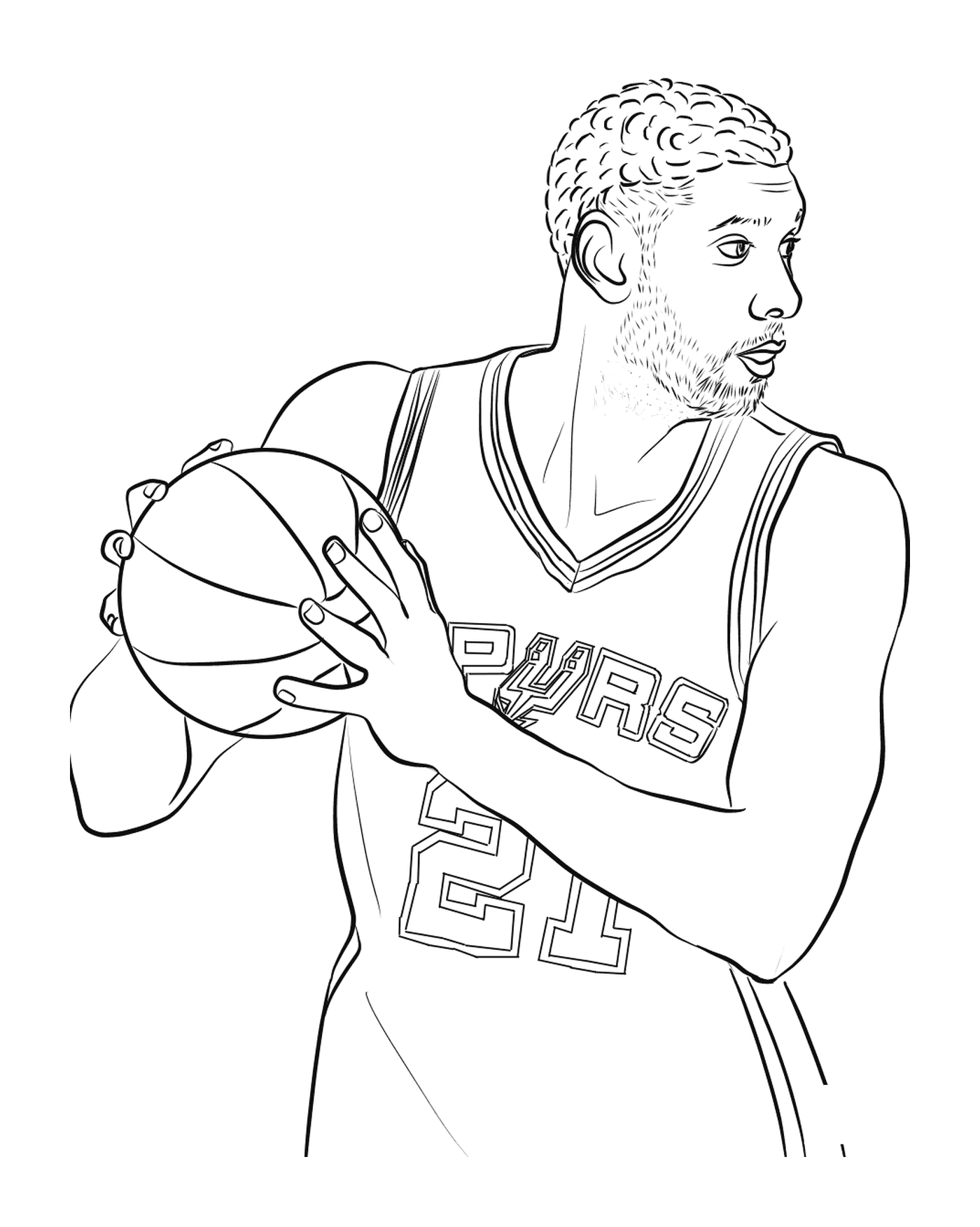 Tim Duncan segura uma bola de basquete 