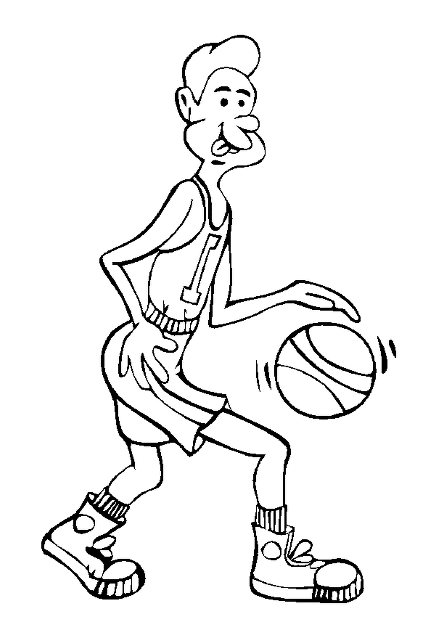 Um jogador de basquetebol segura uma bola 