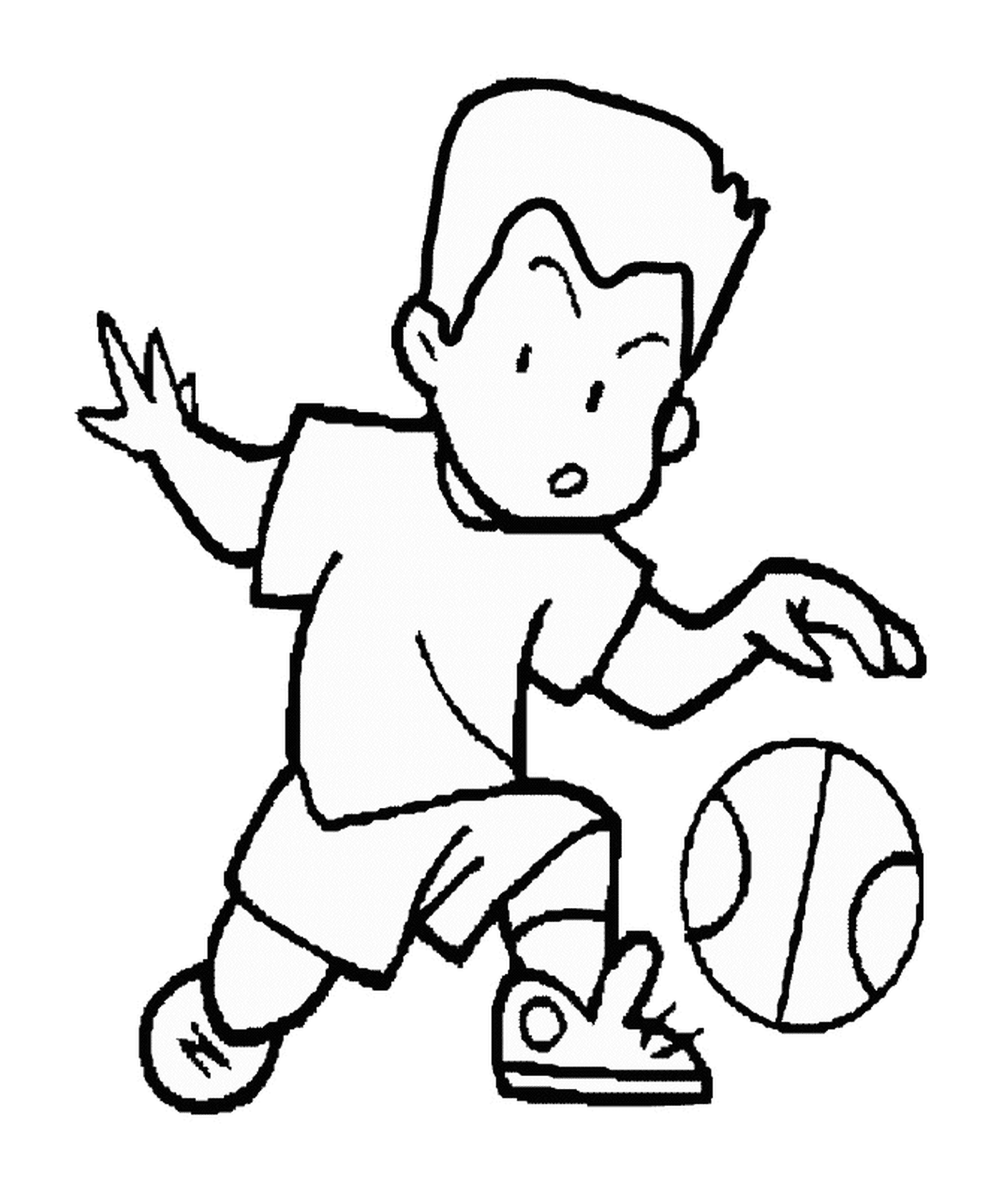  طفل مع كرة سلة 