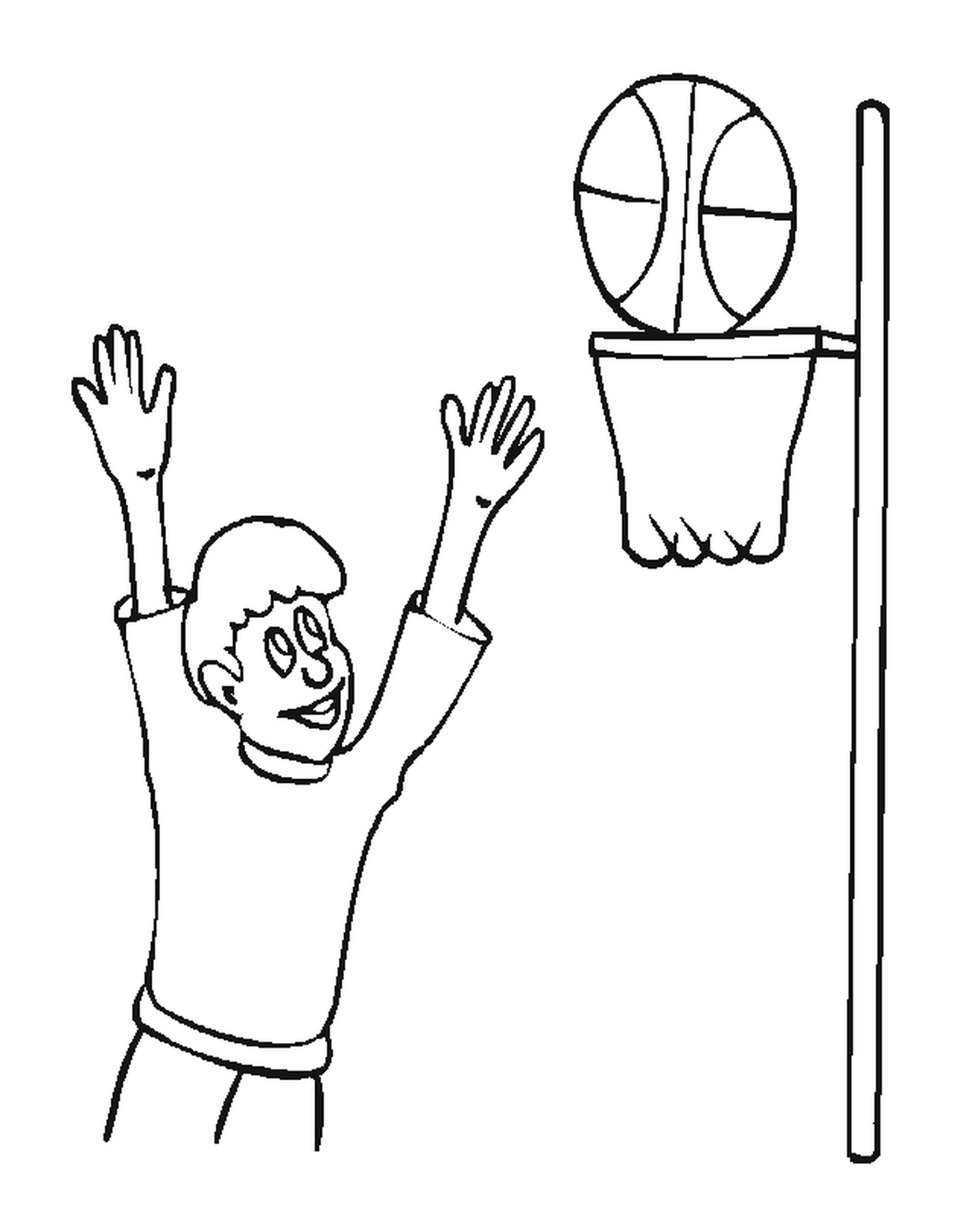  Um jogador de basquete joga em uma sala 