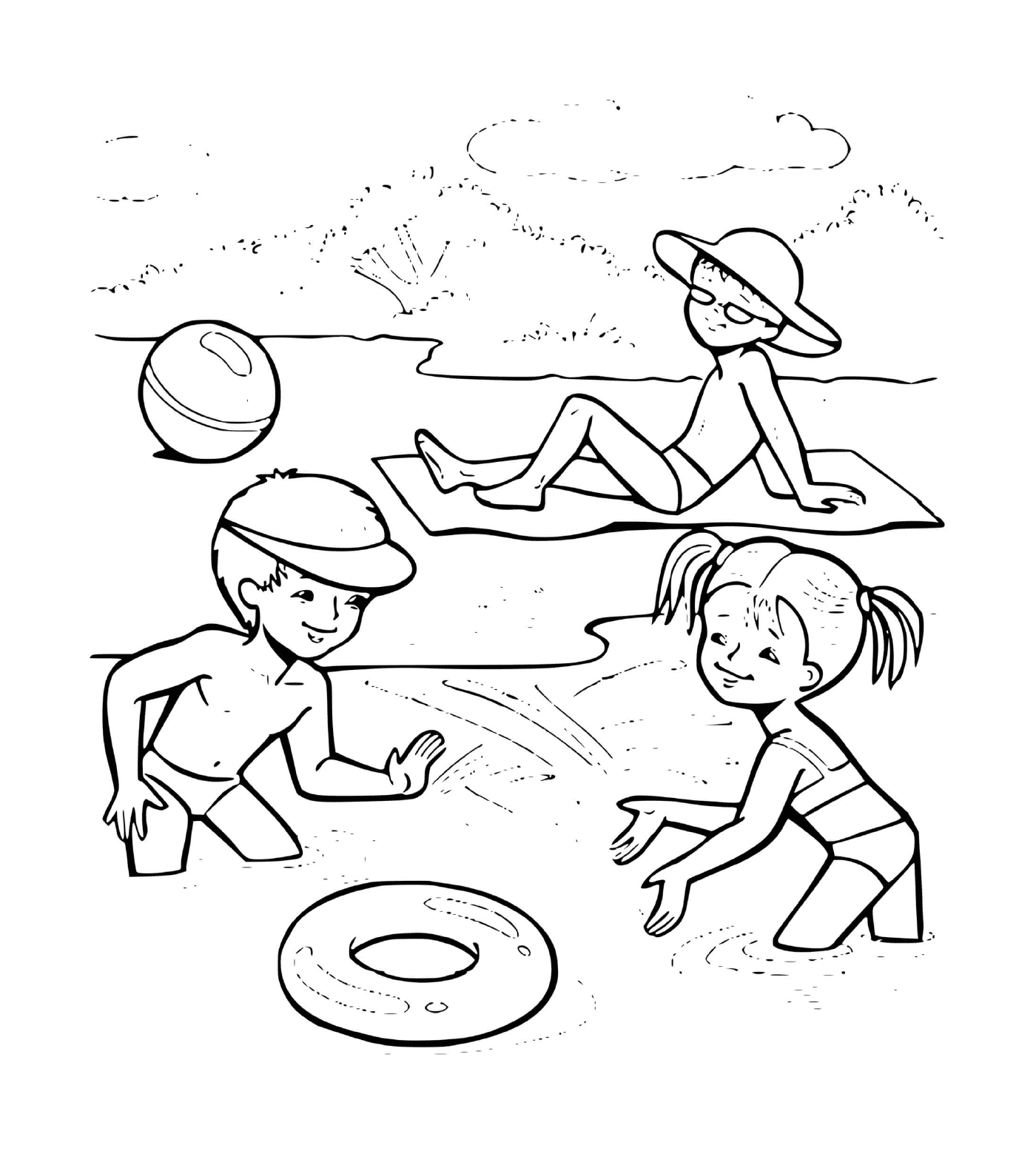  Crianças brincando na praia 