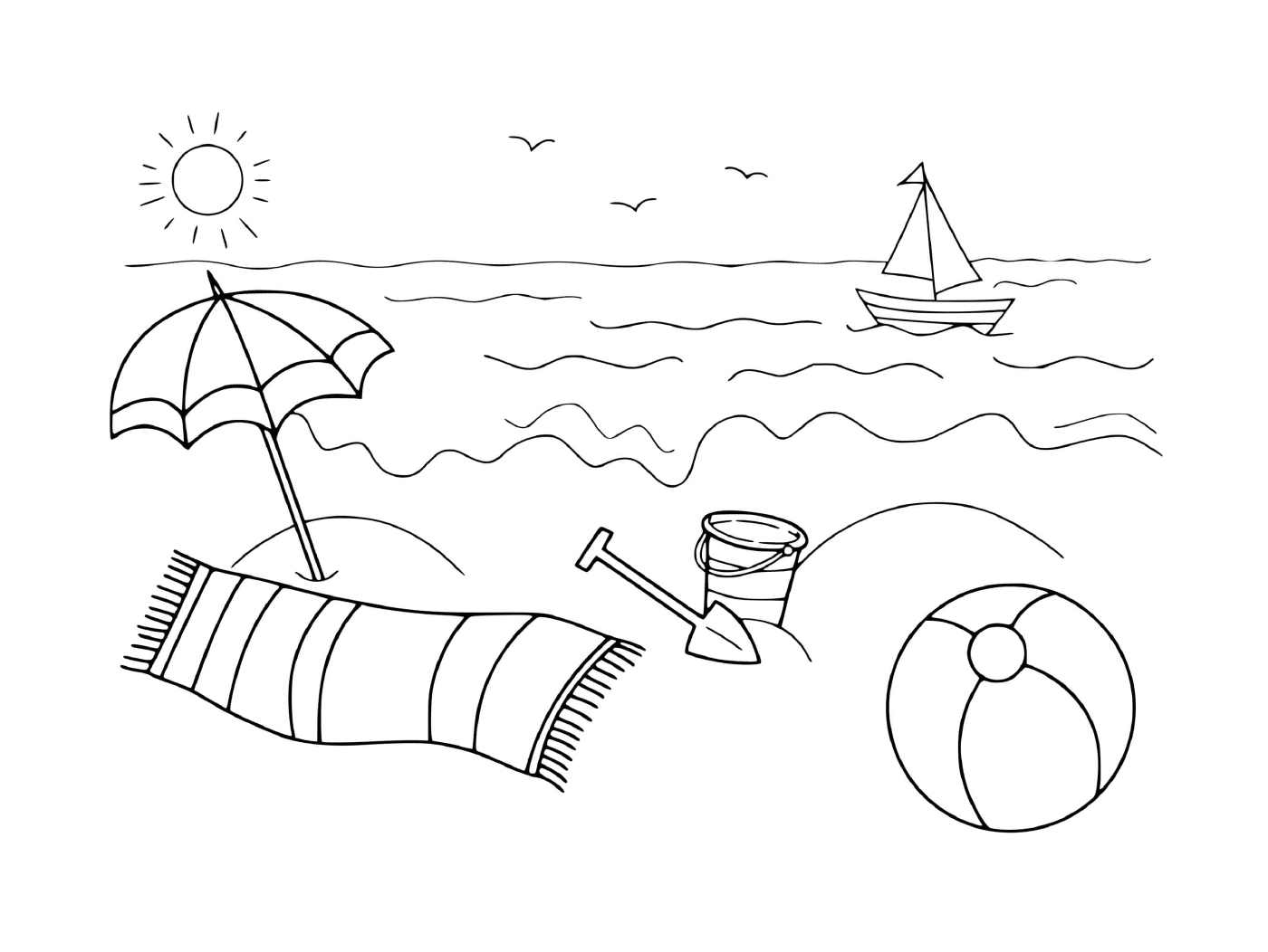  O mar sob um sol quente com um barco 