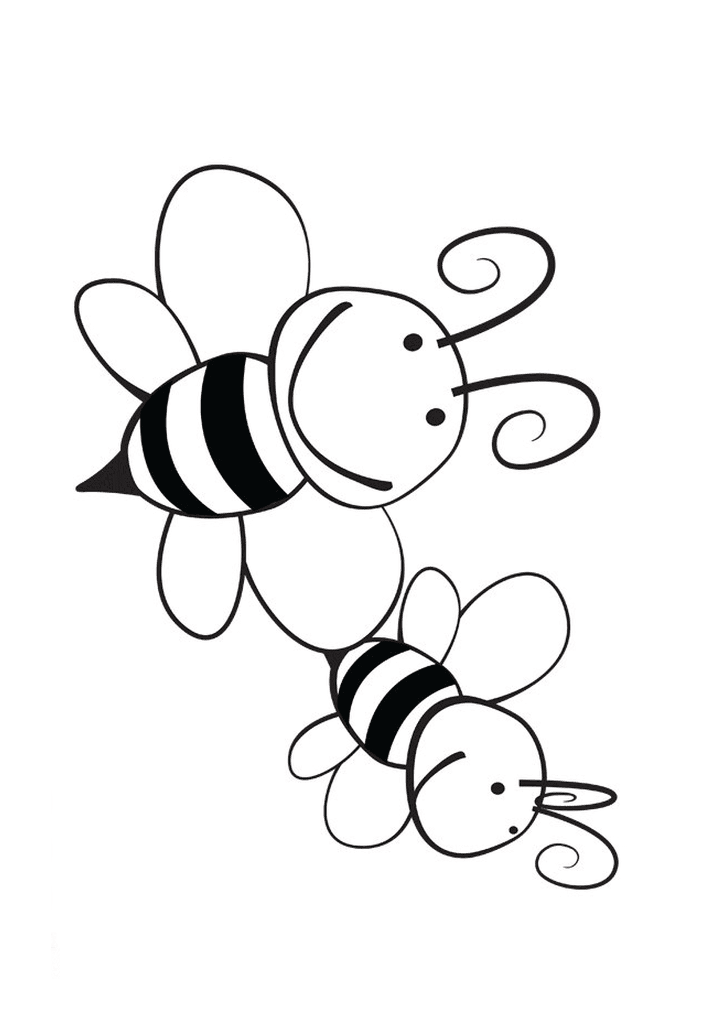  दो मुस्कुराते मधुमक्खियों के साथ 