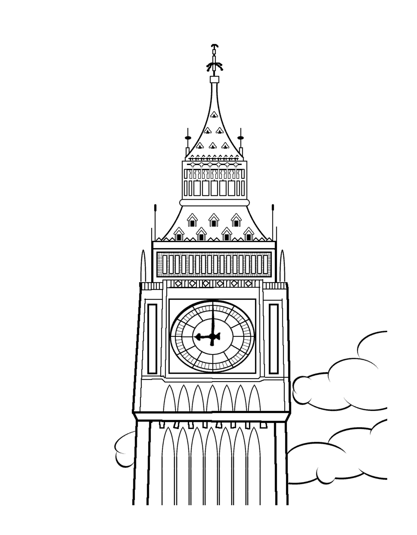  वेस्टमिनस्टर के महल की टावर घड़ी का शिखर 
