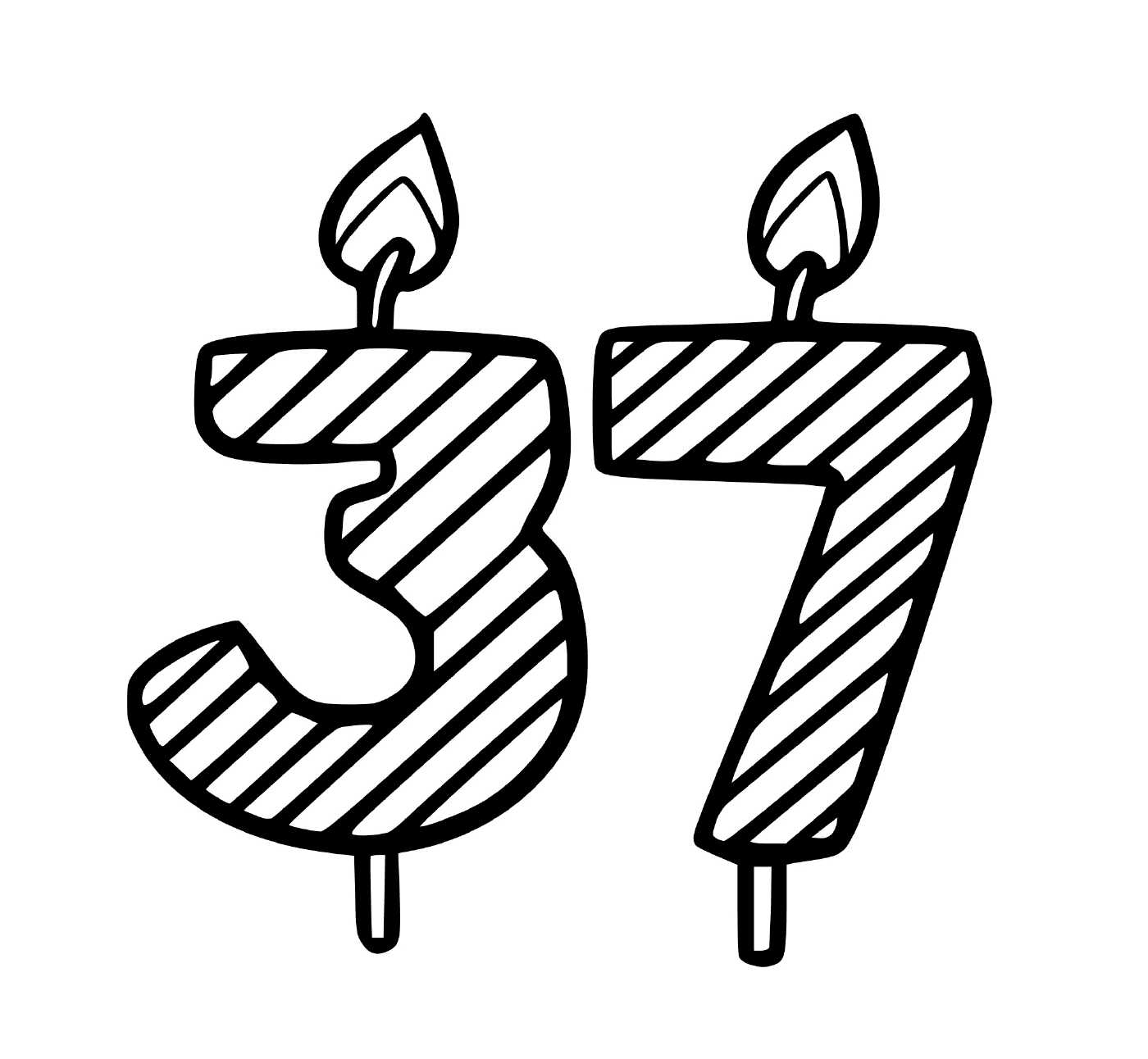  Uma vela na forma do número 3 7 